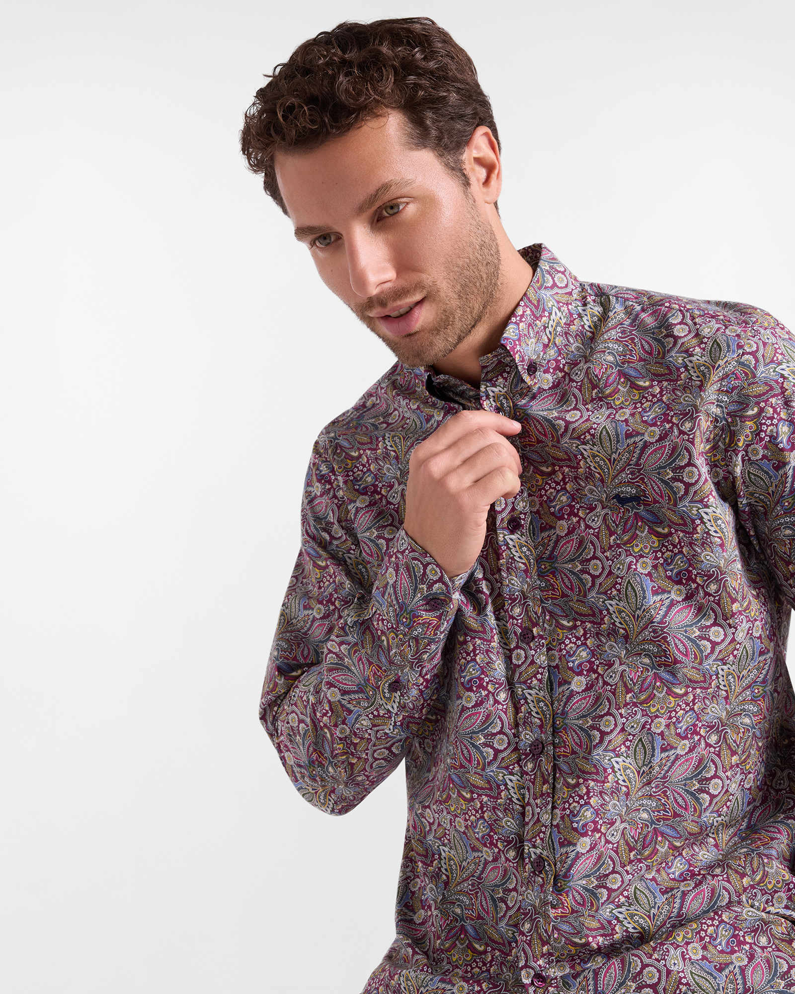 PAISLEY-PRINTED POPLIN SHIRT, DARK PURPLE, large image number 2