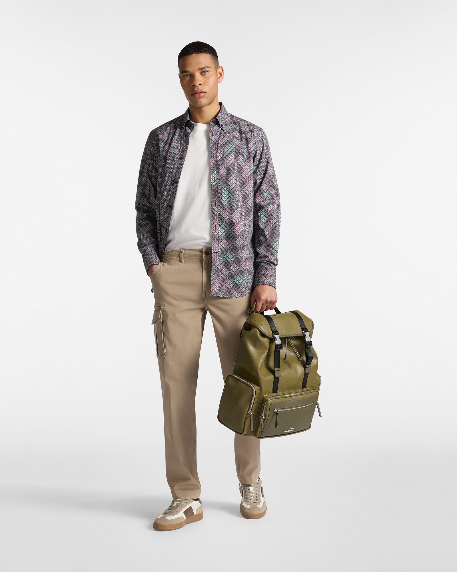 Cargo Trousers in Stretch Cotton, Sand, large image number 3