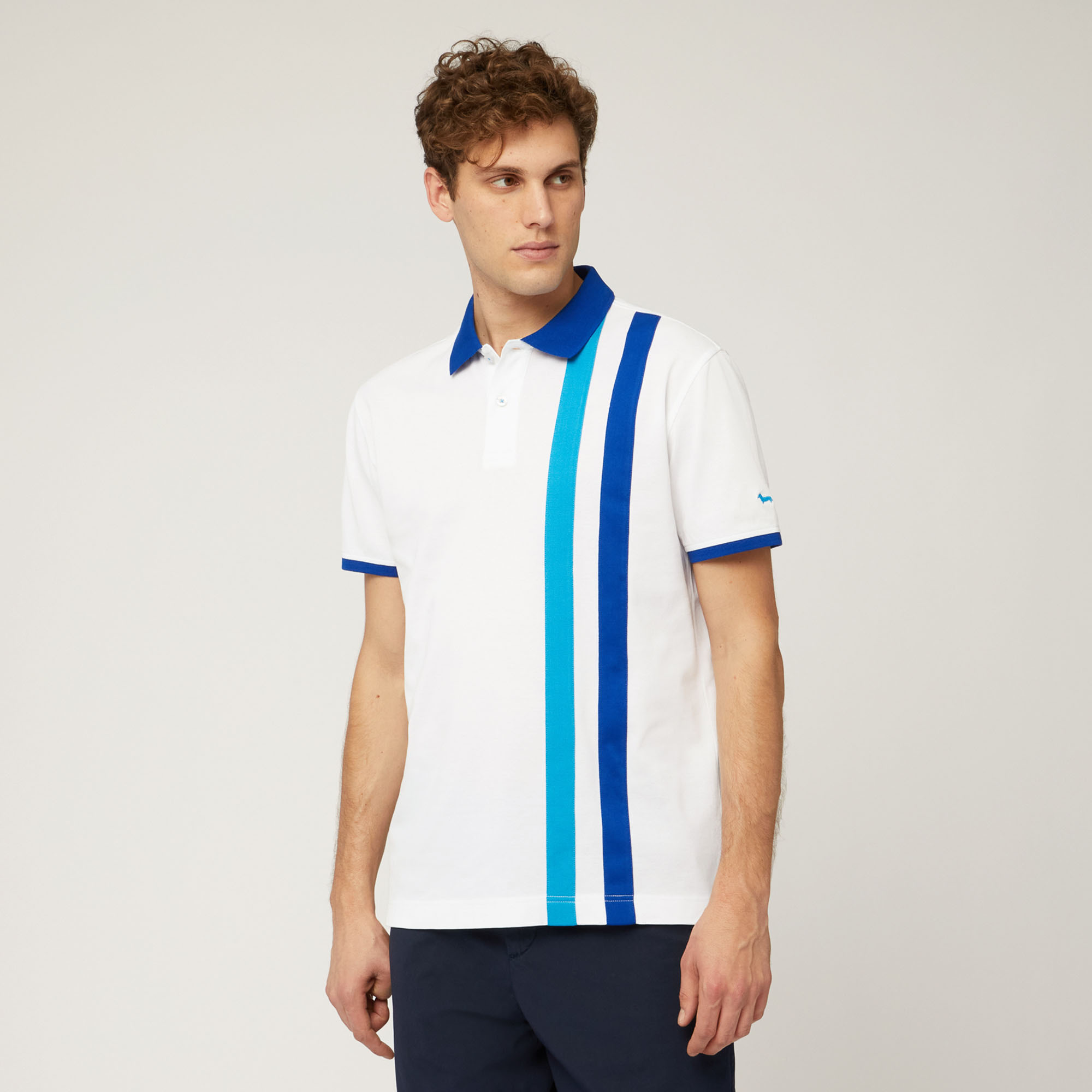 Polo with Contrasting Bands, White, large image number 0