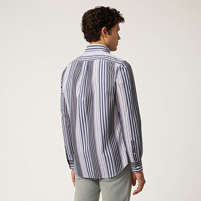 Cotton Shirt With Mixed Stripes