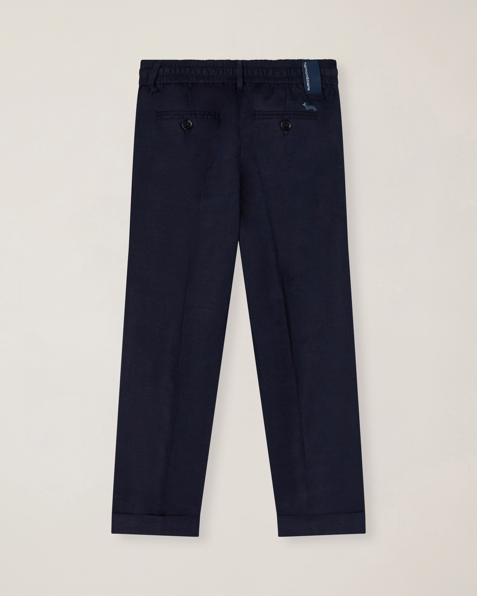 Linen-blend pants with drawstring, Navy Blue, large image number 1