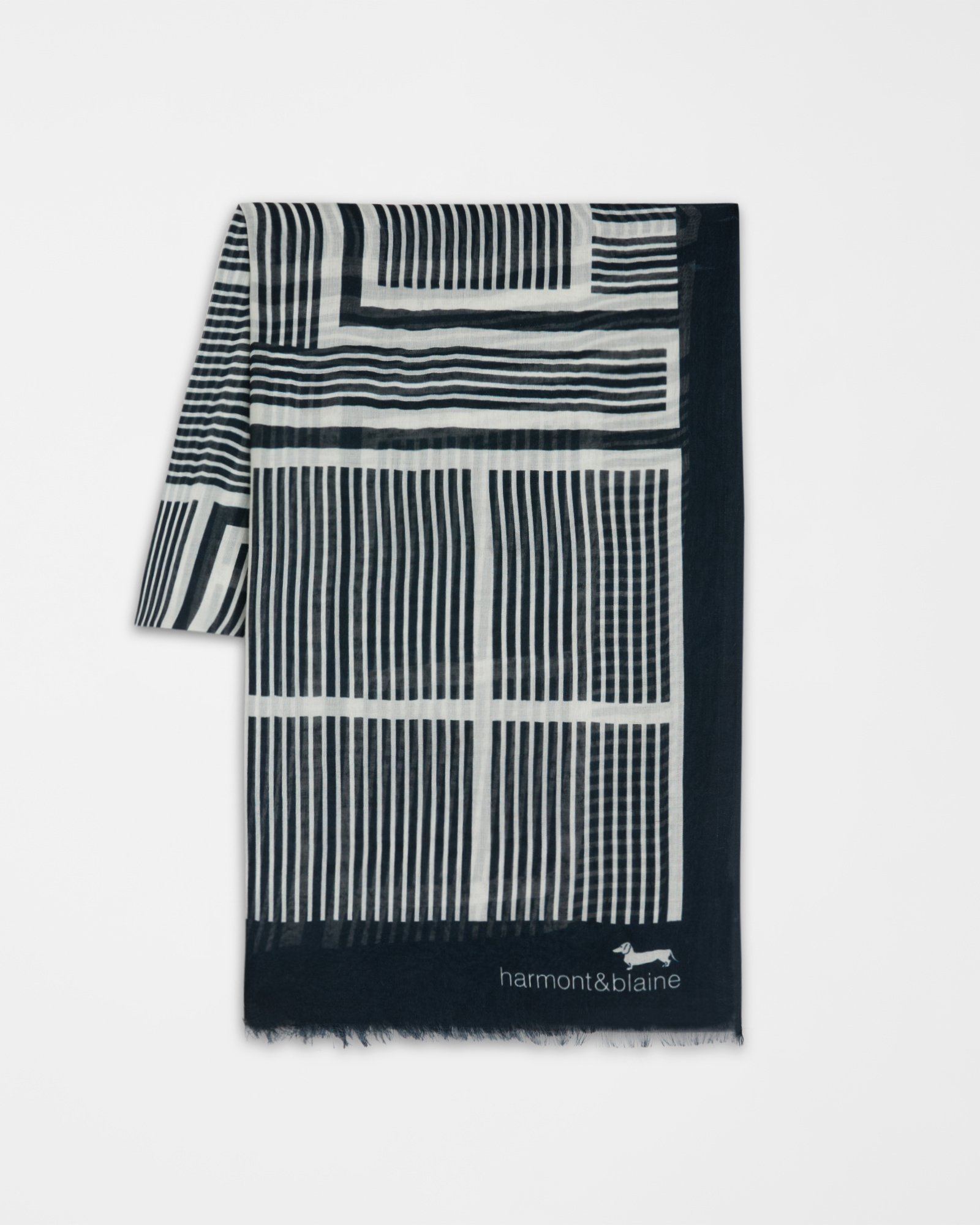 Harmont&Blaine - Sciarpa stampa patchwork righe, Donna, Blu, Taglia: UNI