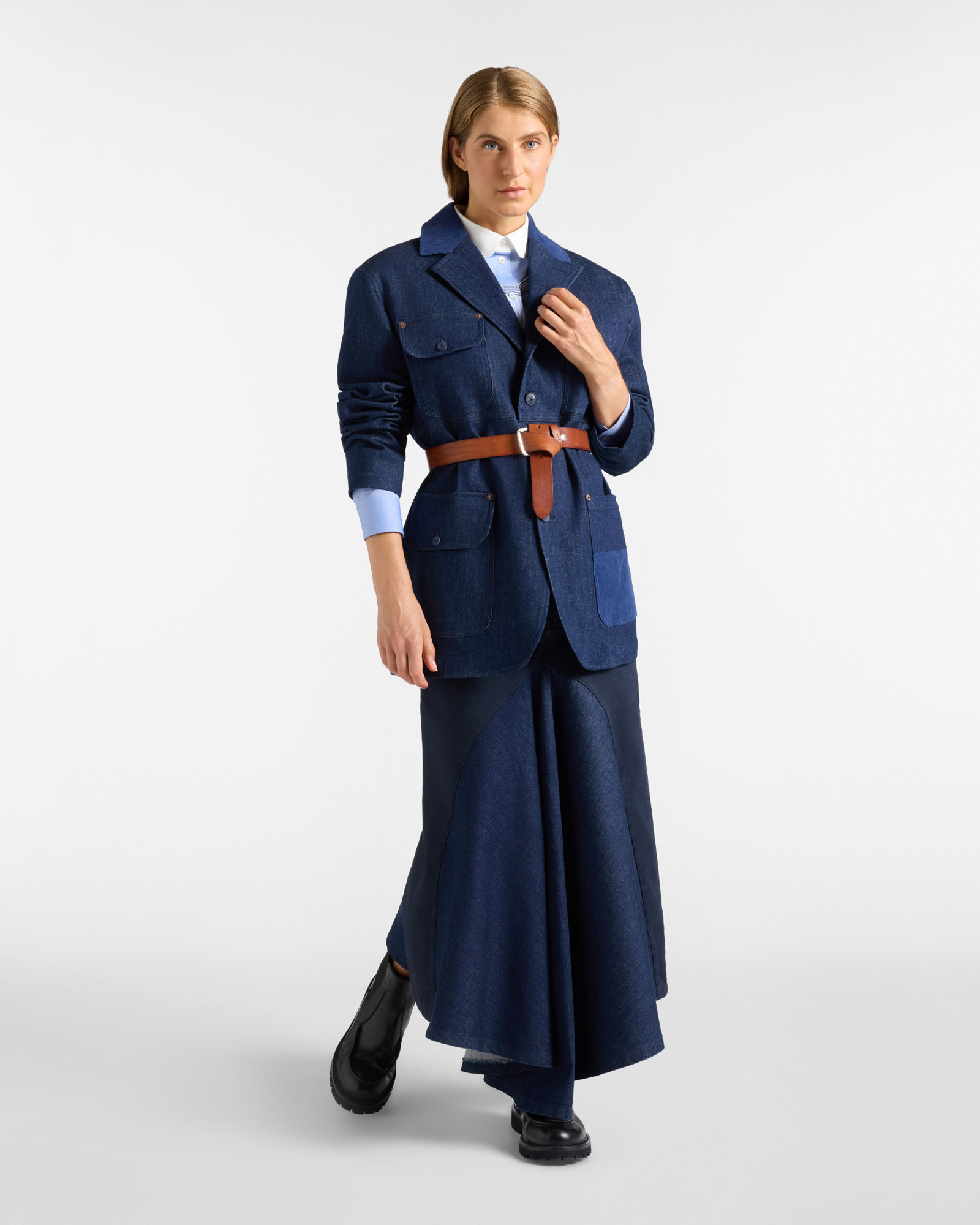 Women&rsquo;s pure cotton shirt, Mix & Match stripes and colours, Re-Loved capsule collection, Made in Italy, BLUETTE, large