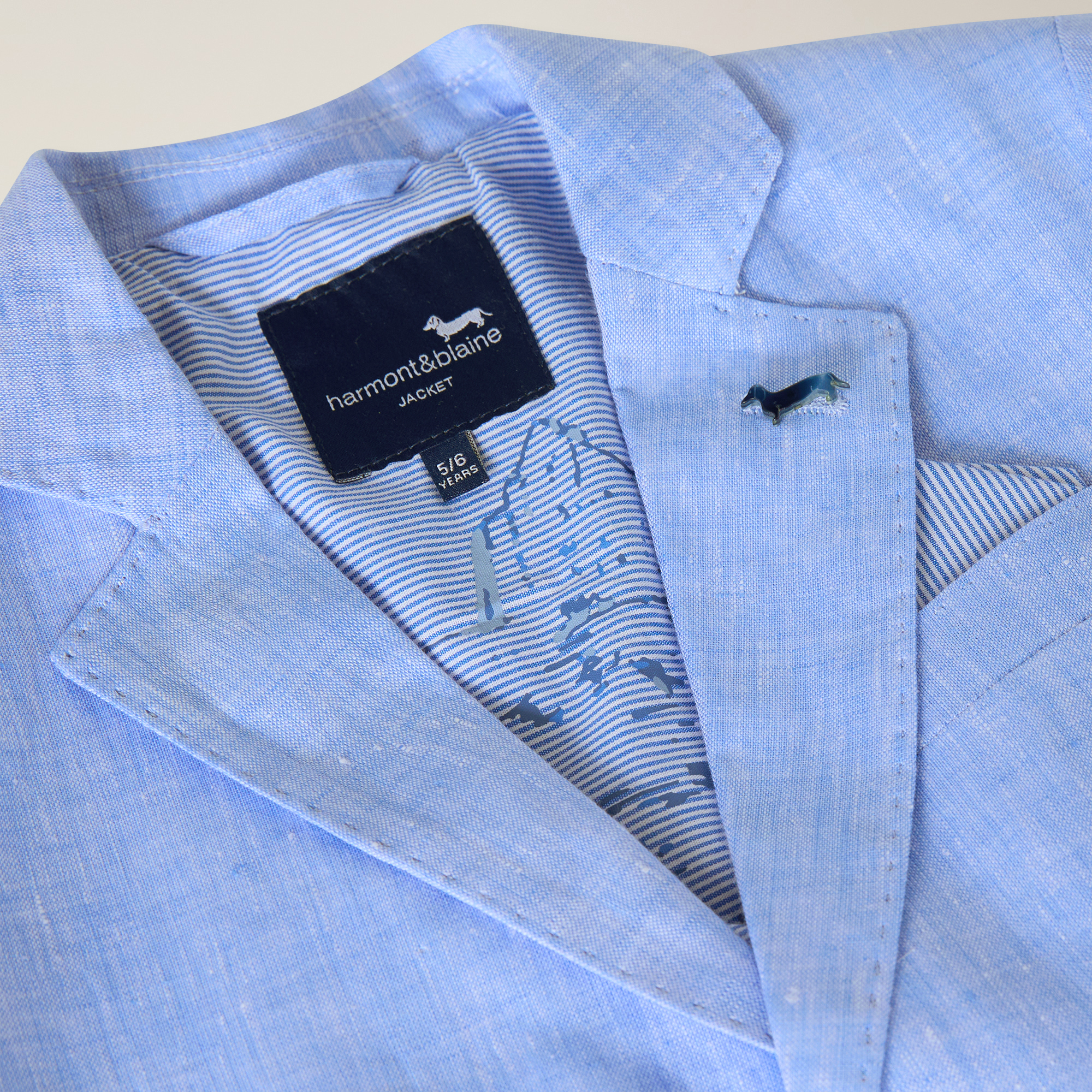 Linen jacket with dachshund pin, Light Blue, large image number 2