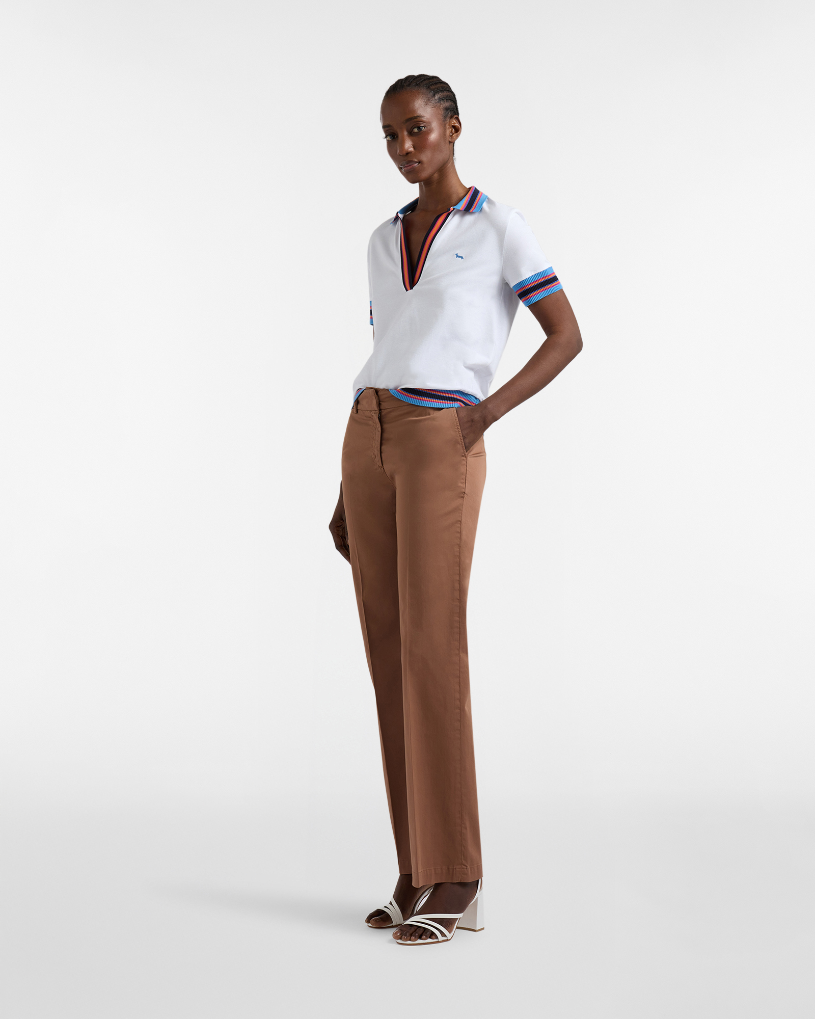 V-neck polo shirt, White, large image number 3