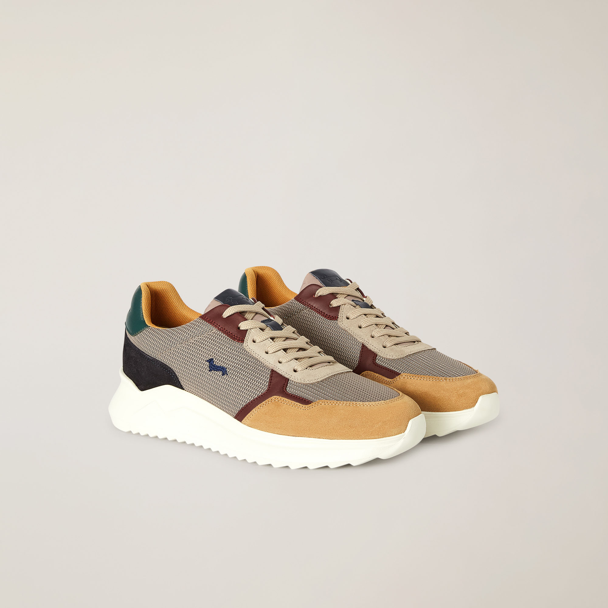 Leather And Fabric Sneakers With Contrasting Inserts, Multicolor, large image number 1
