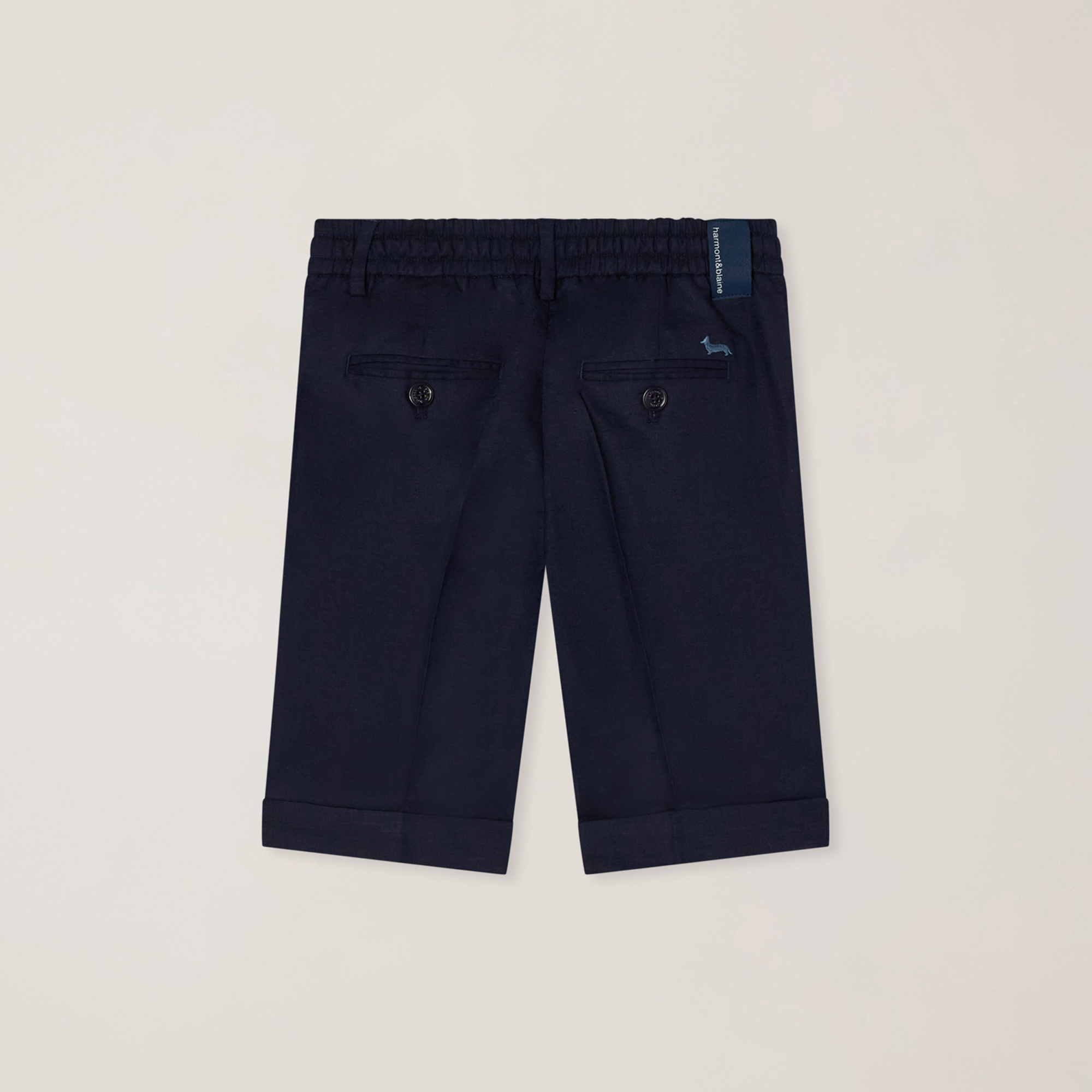 Linen-blend bermuda shorts with drawstring, Navy Blue, large image number 1