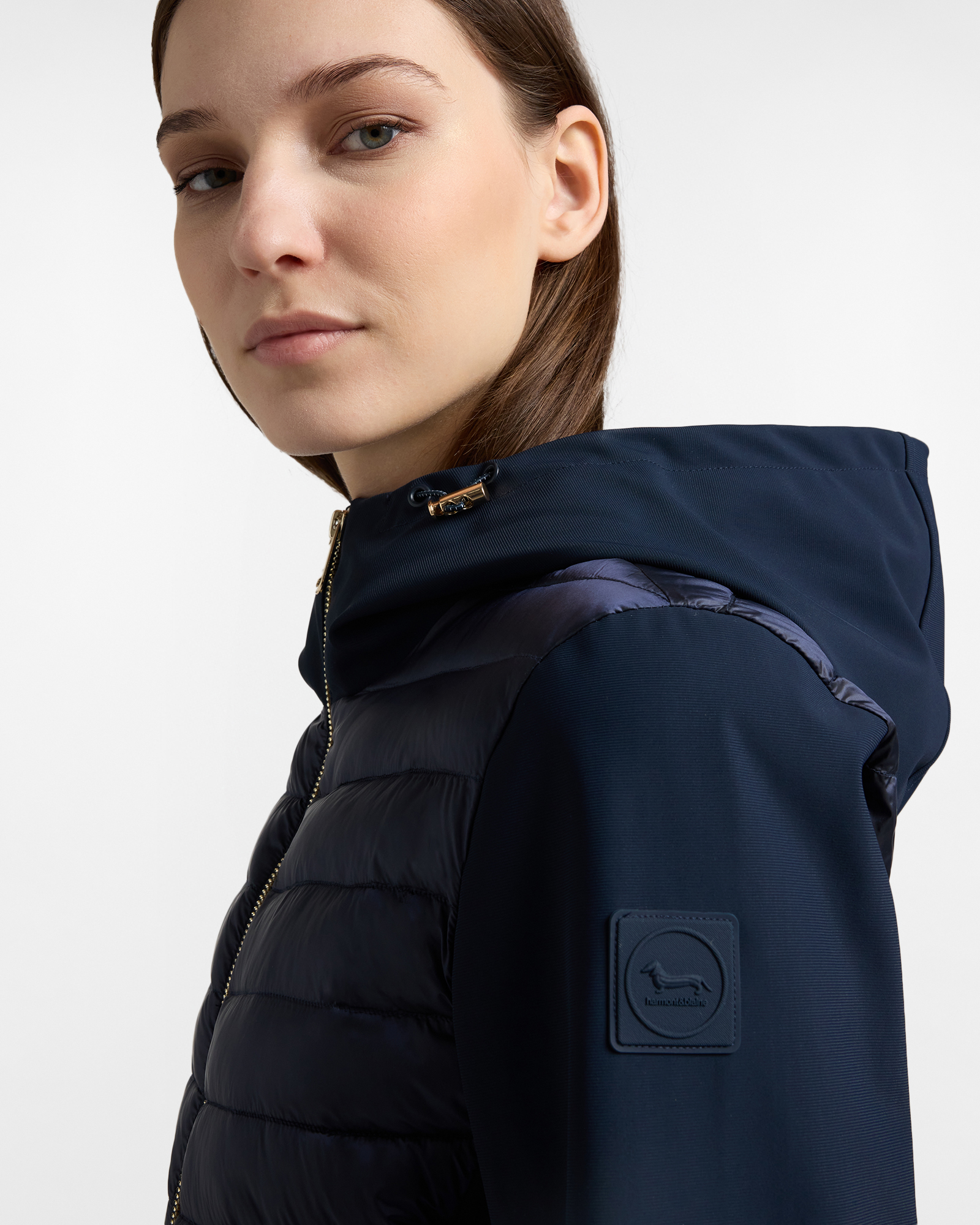 Bi-material jacket with hood, Navy Blue, large image number 2
