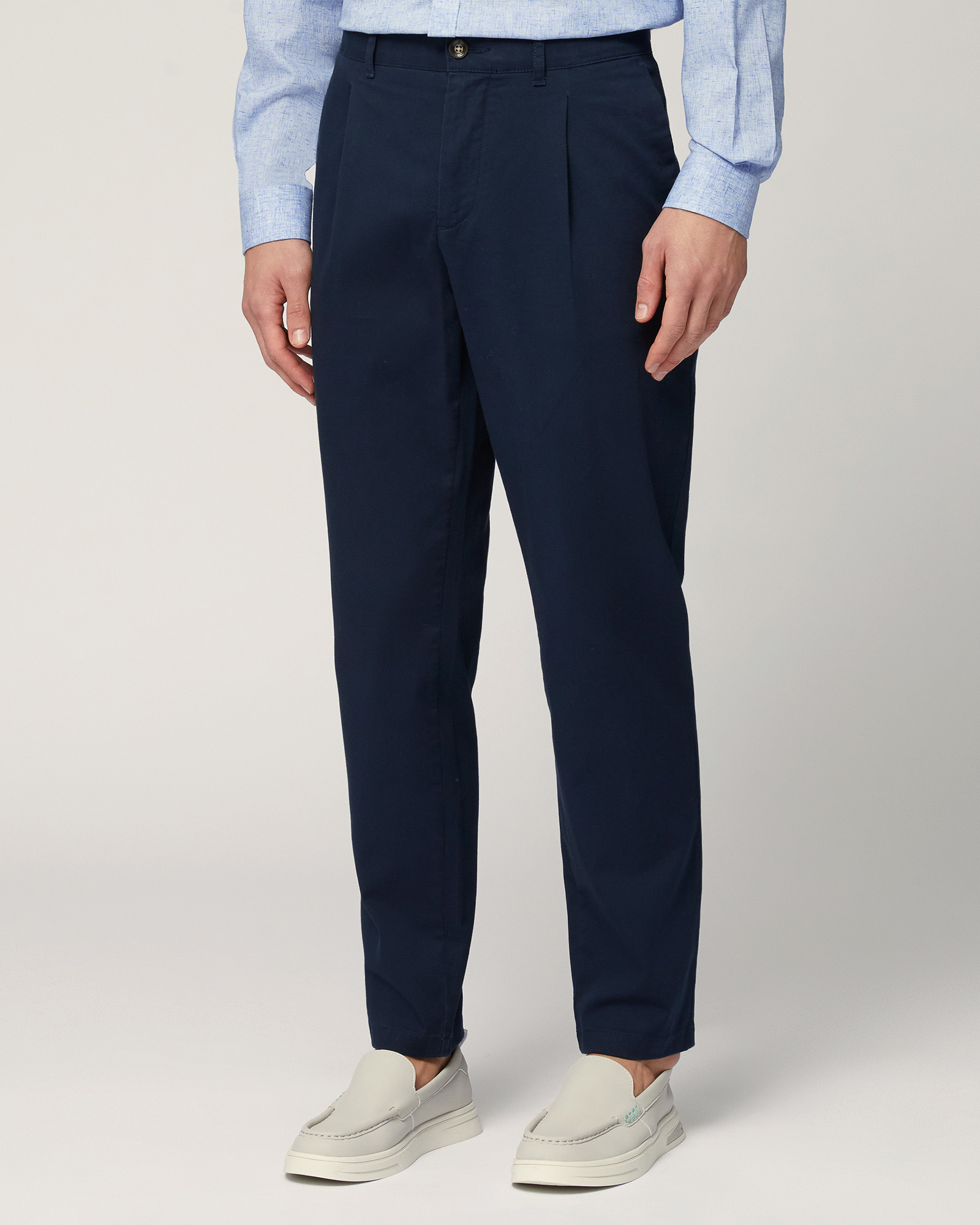 Pantaloni Chino Carrot Fit, Blu Scuro, large