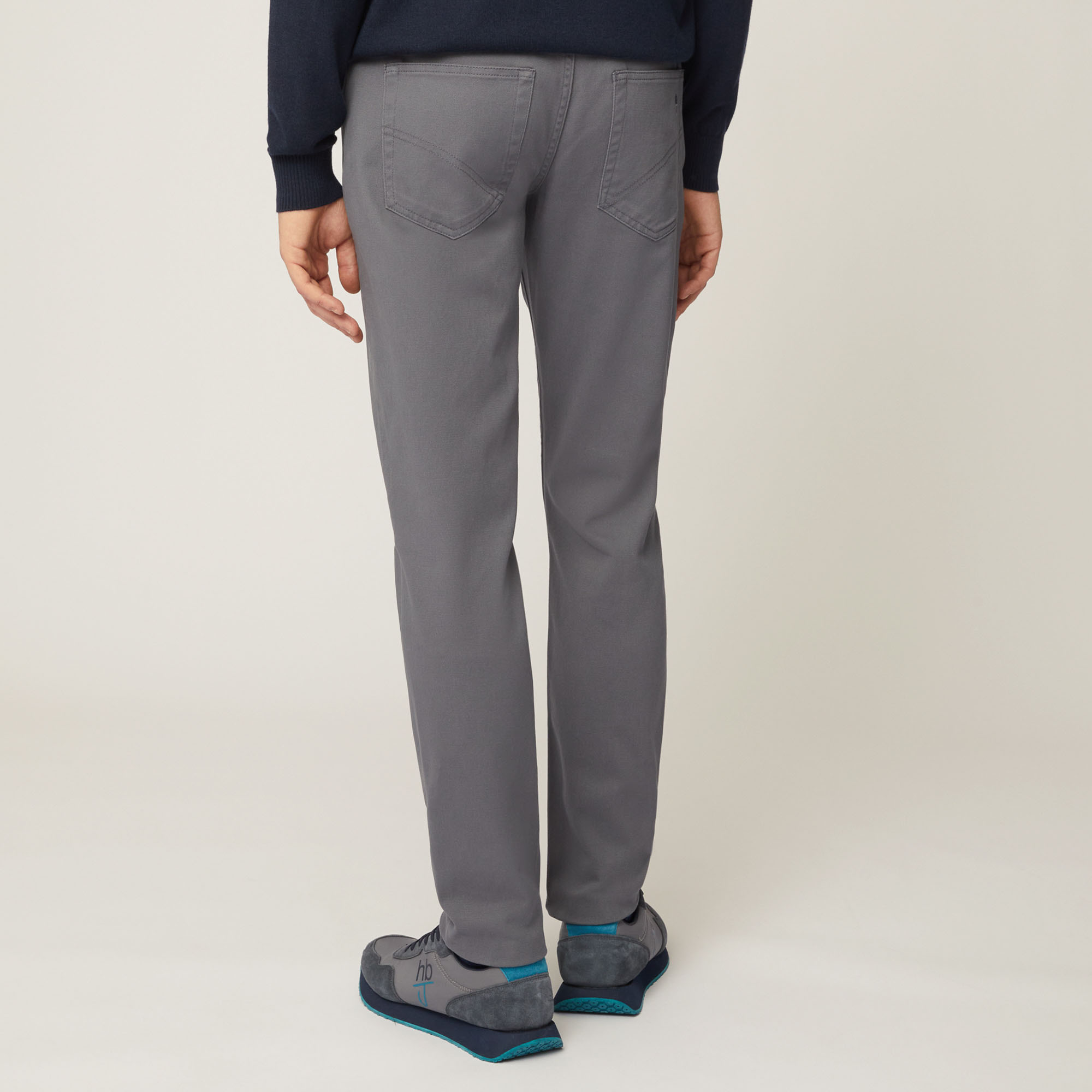 Pantalone Cinque Tasche In Twill Di Cotone, Grigio, large image number 1