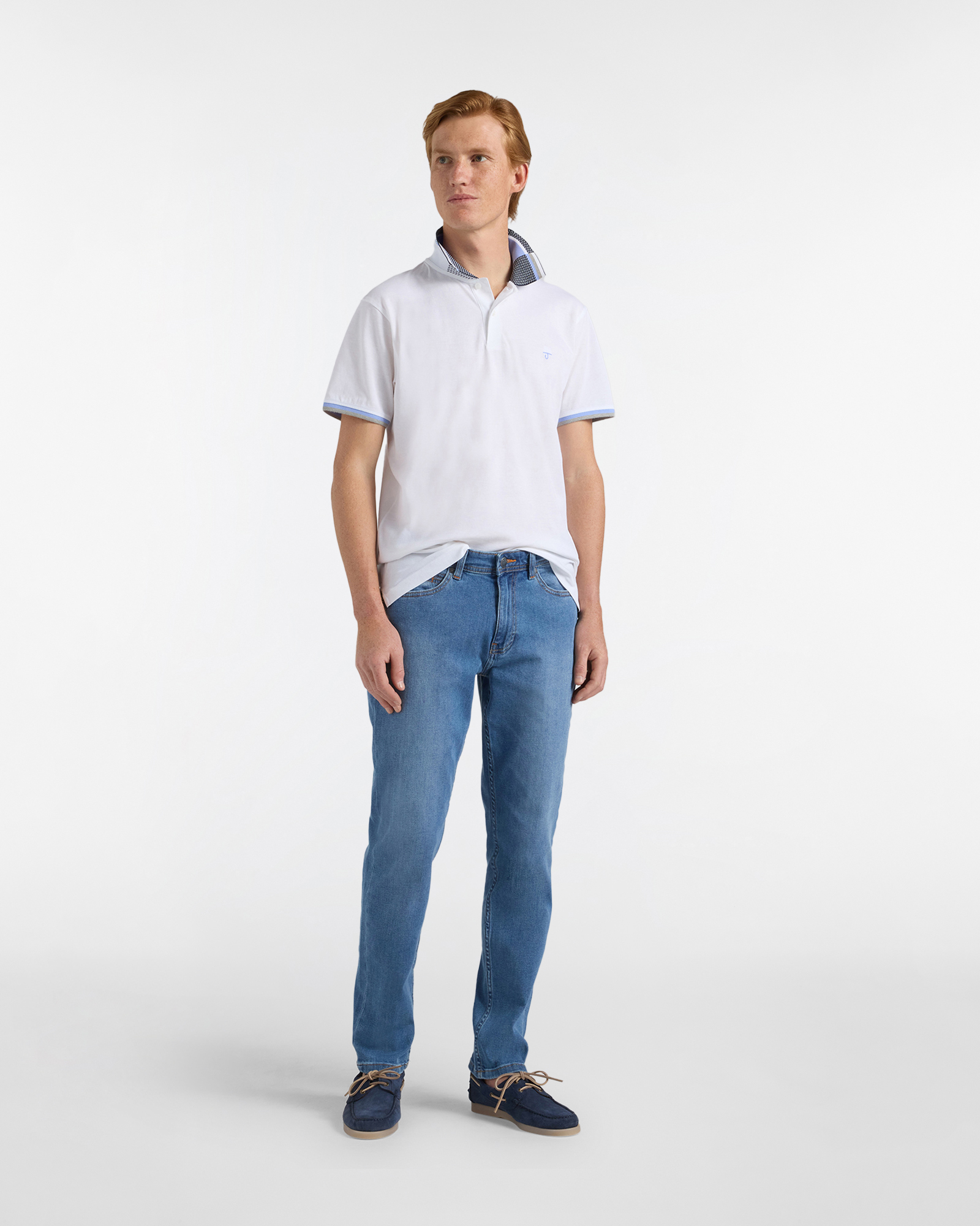 Polo uomo regular fit collo jaquard, Bianco, large image number 3