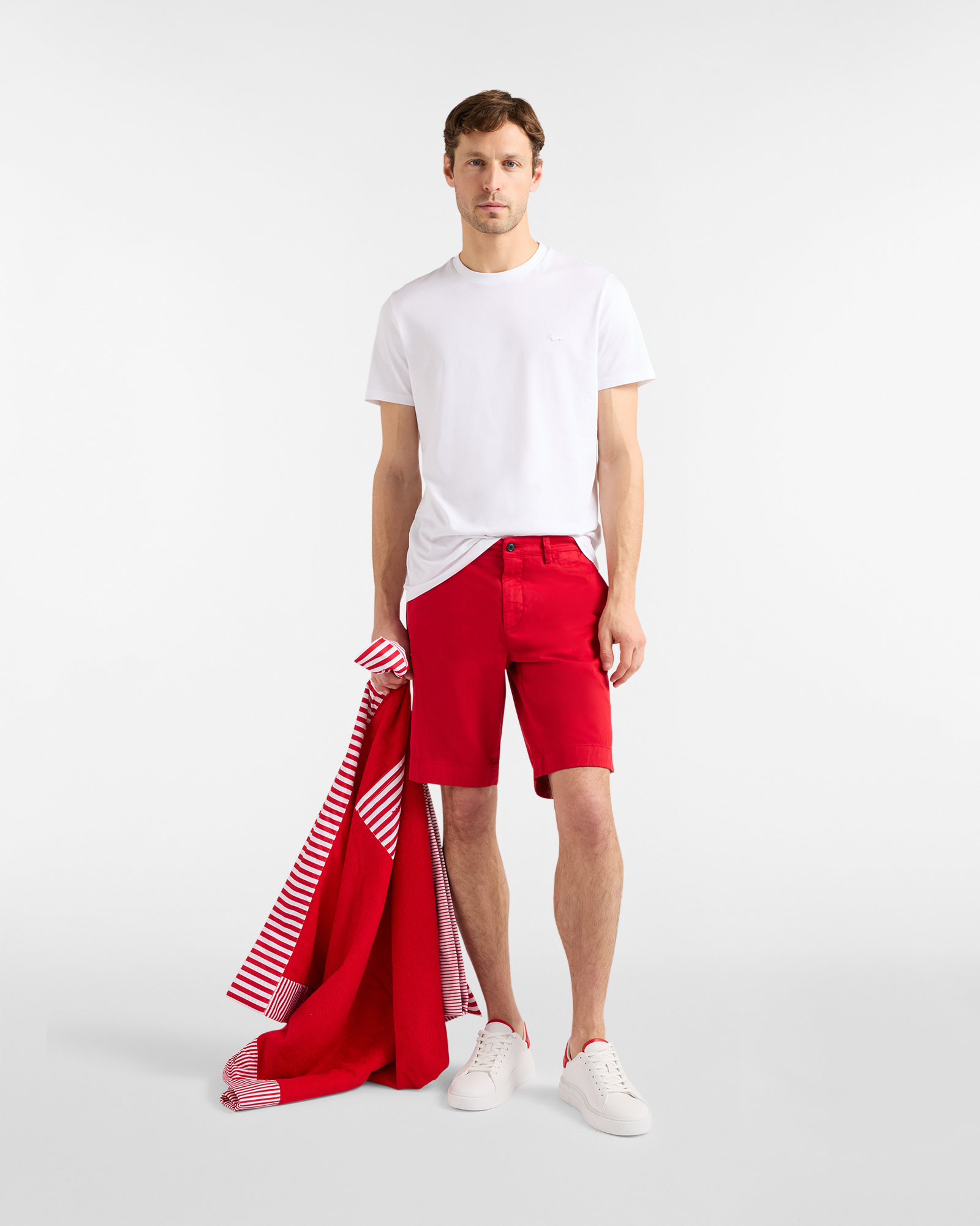 Men's semi-tailored Bermuda shorts, Red, large image number 3