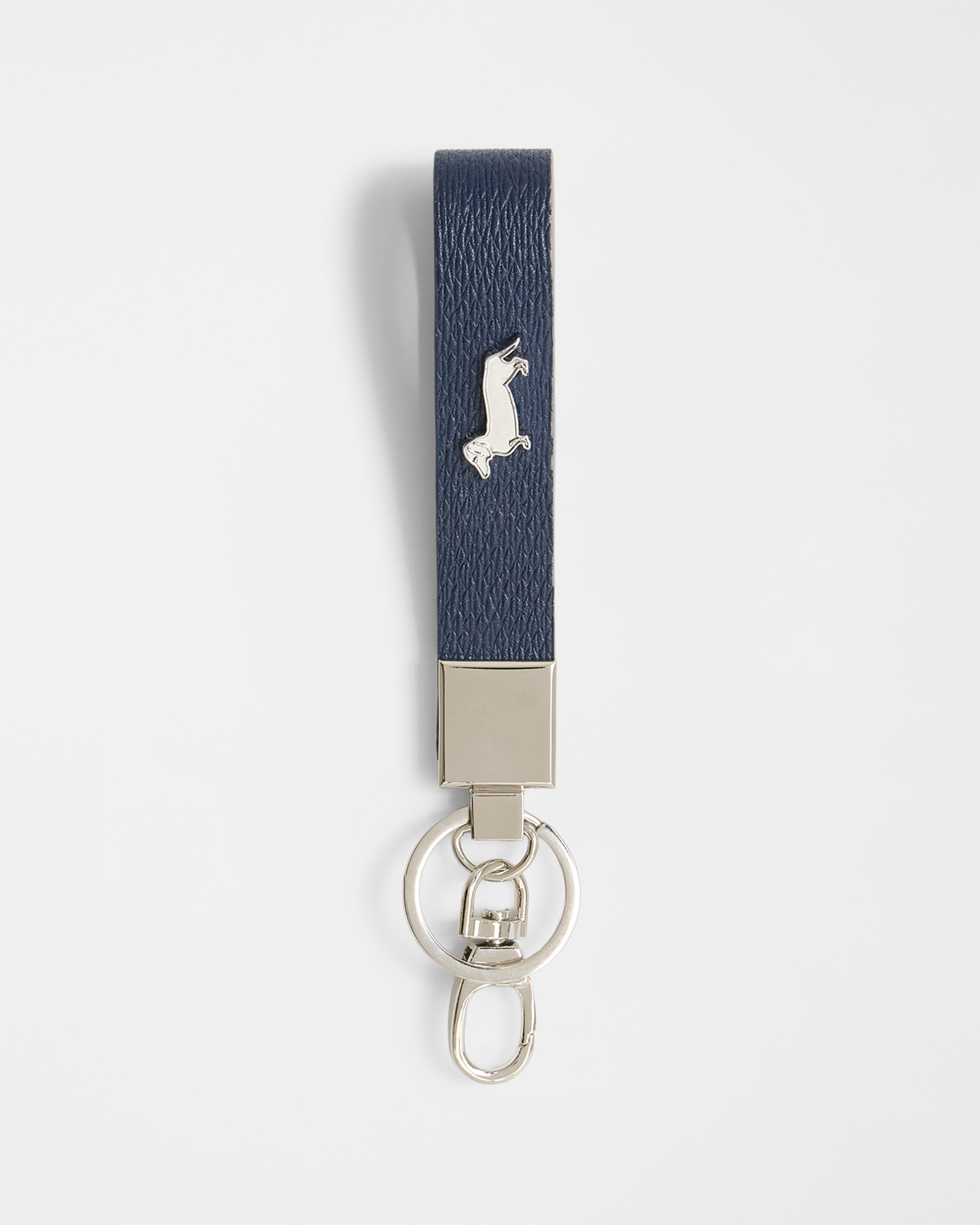 Men's keychain with metal dachshund, Blue, large