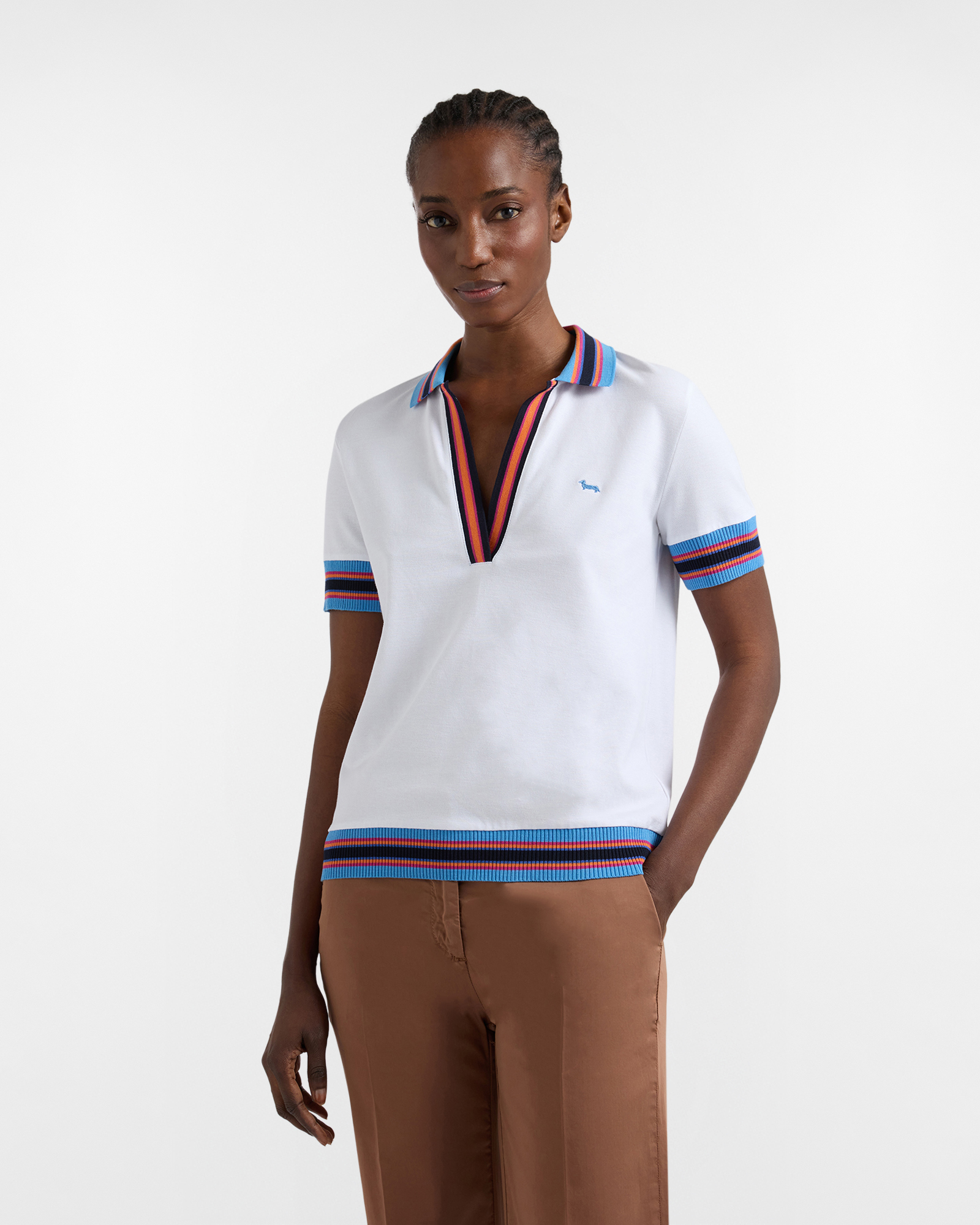 V-neck polo shirt