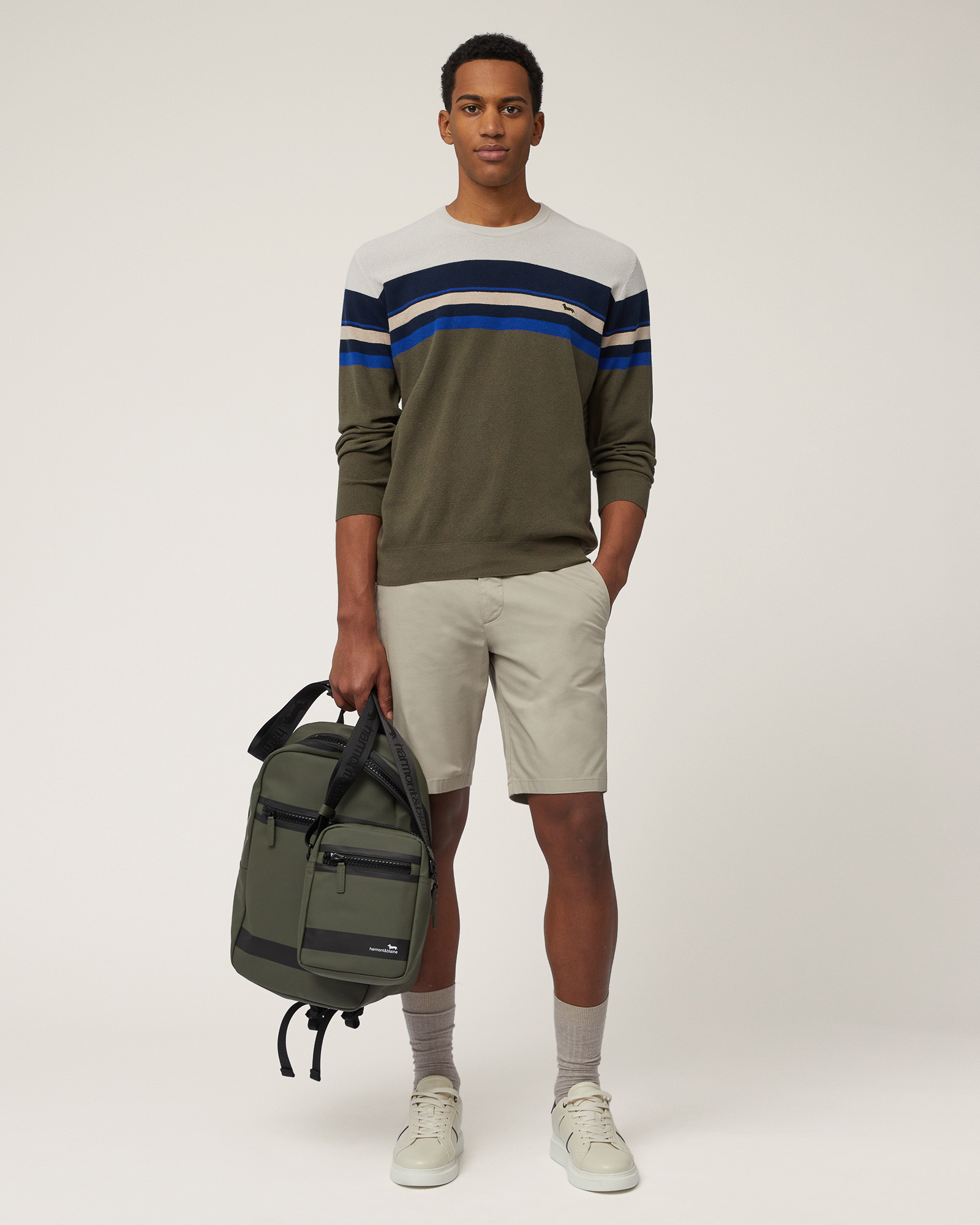 3D Placed Stripe Pullover, Military Green, large image number 3