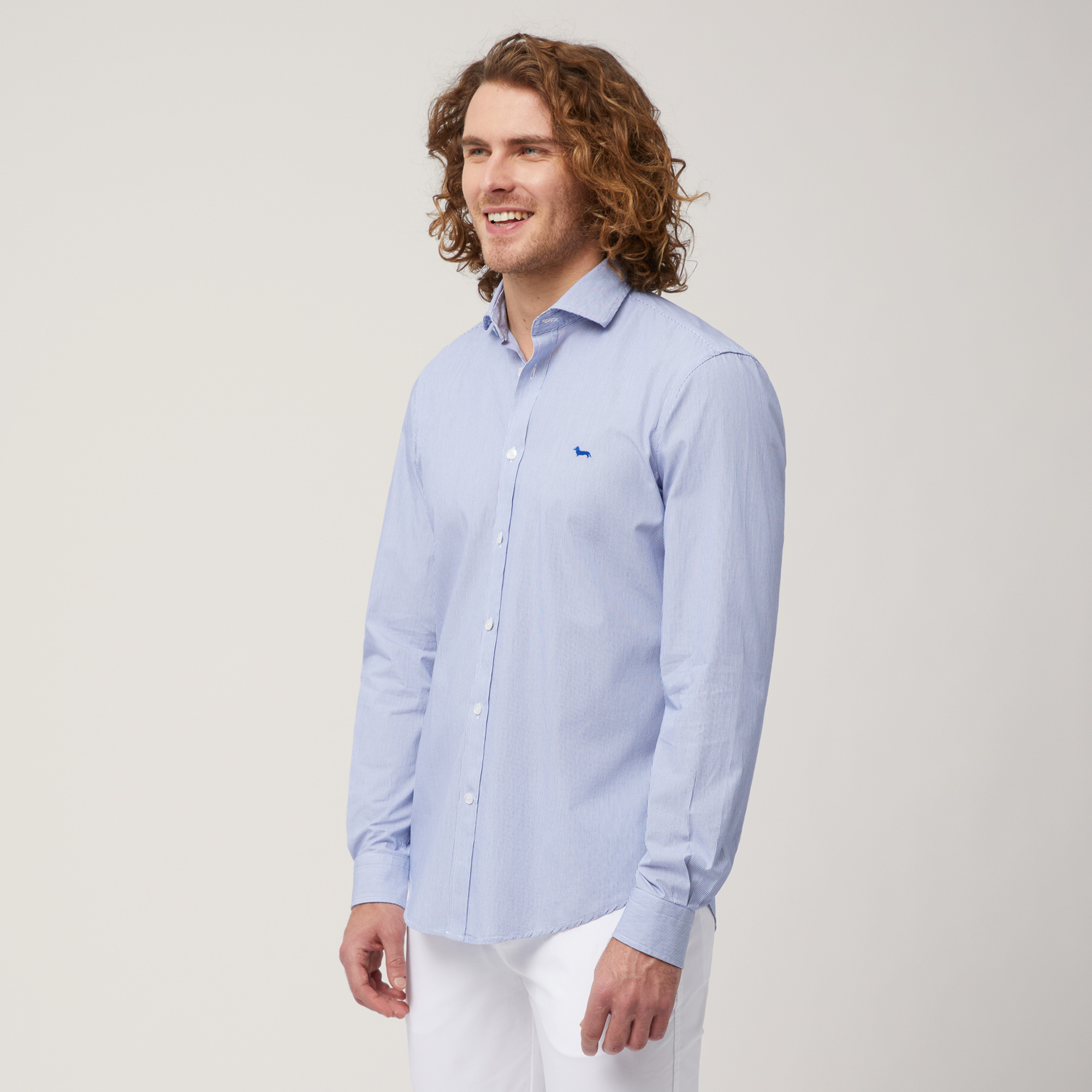 Camicia Con Contrasti Interni, Blue, large