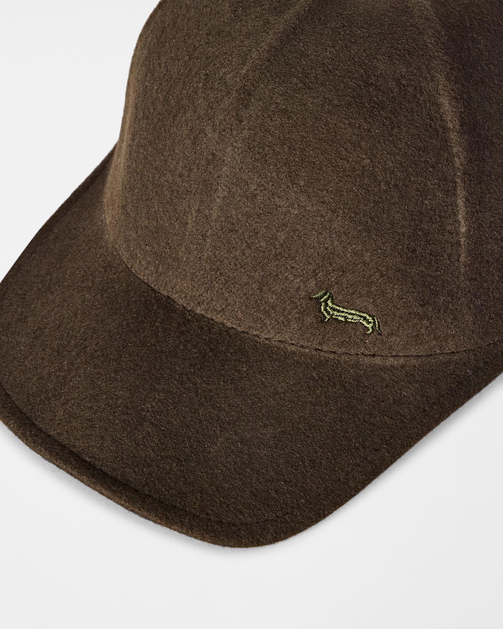 Men&rsquo;s baseball cap in pure wool with a felt-like finish and embroidery, PETROLEUM GREEN, large