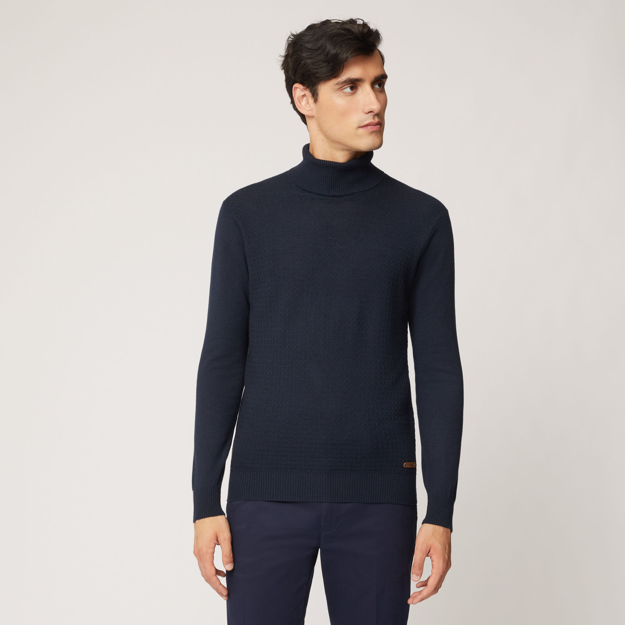 Dolcevita In Misto Lana Con Texture 3D, Light Blue, large image number 0