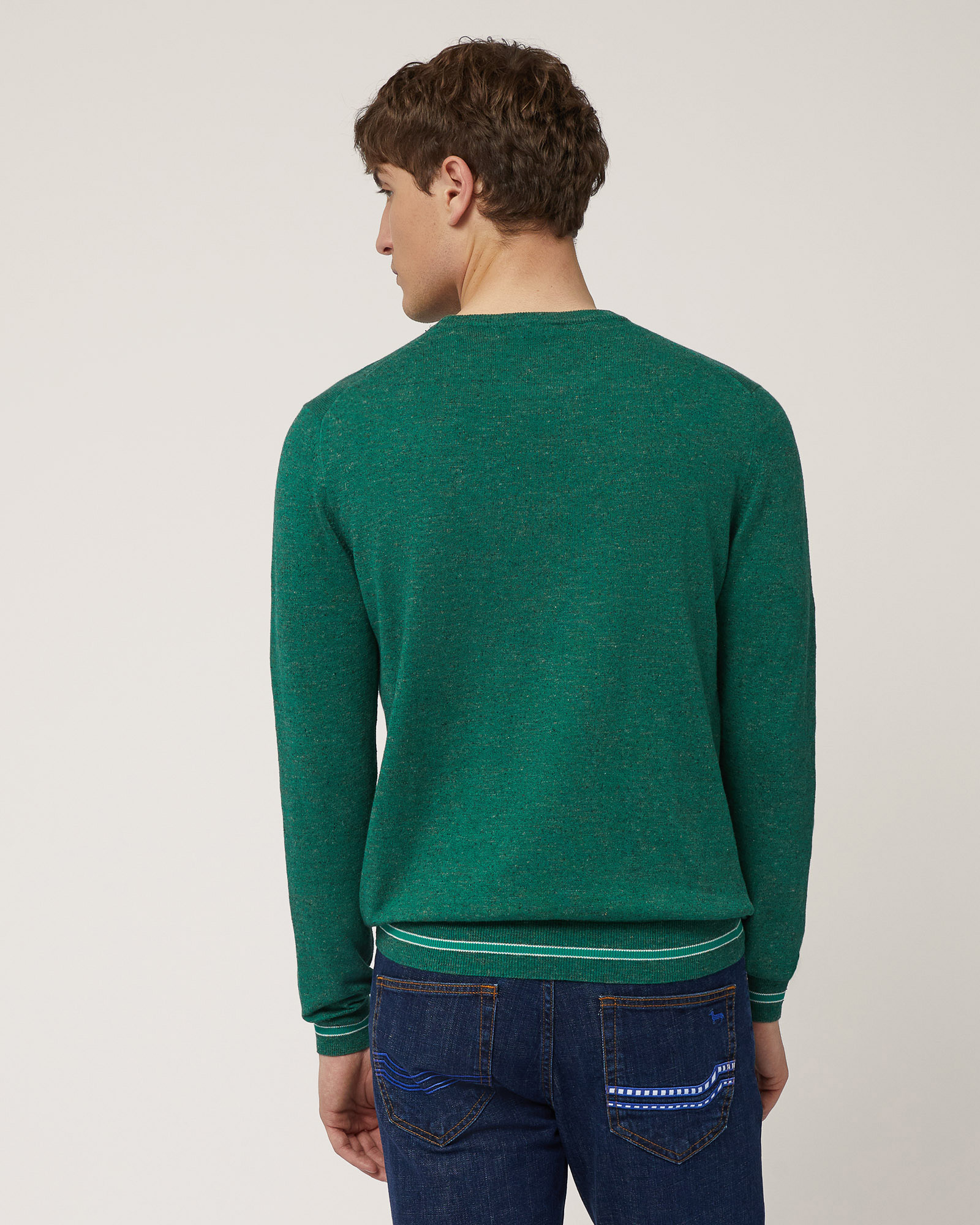 Tweed Crew-Neck Pullover, Grass Green, large image number 1