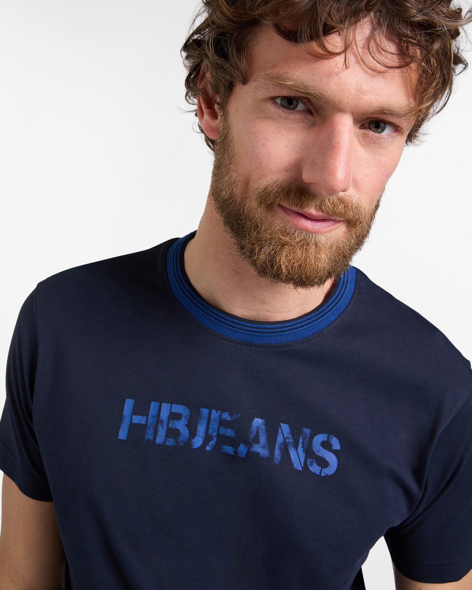 T‑shirt Uomo in Cotone con Stampa Frontale, Blu scuro, large image number 2