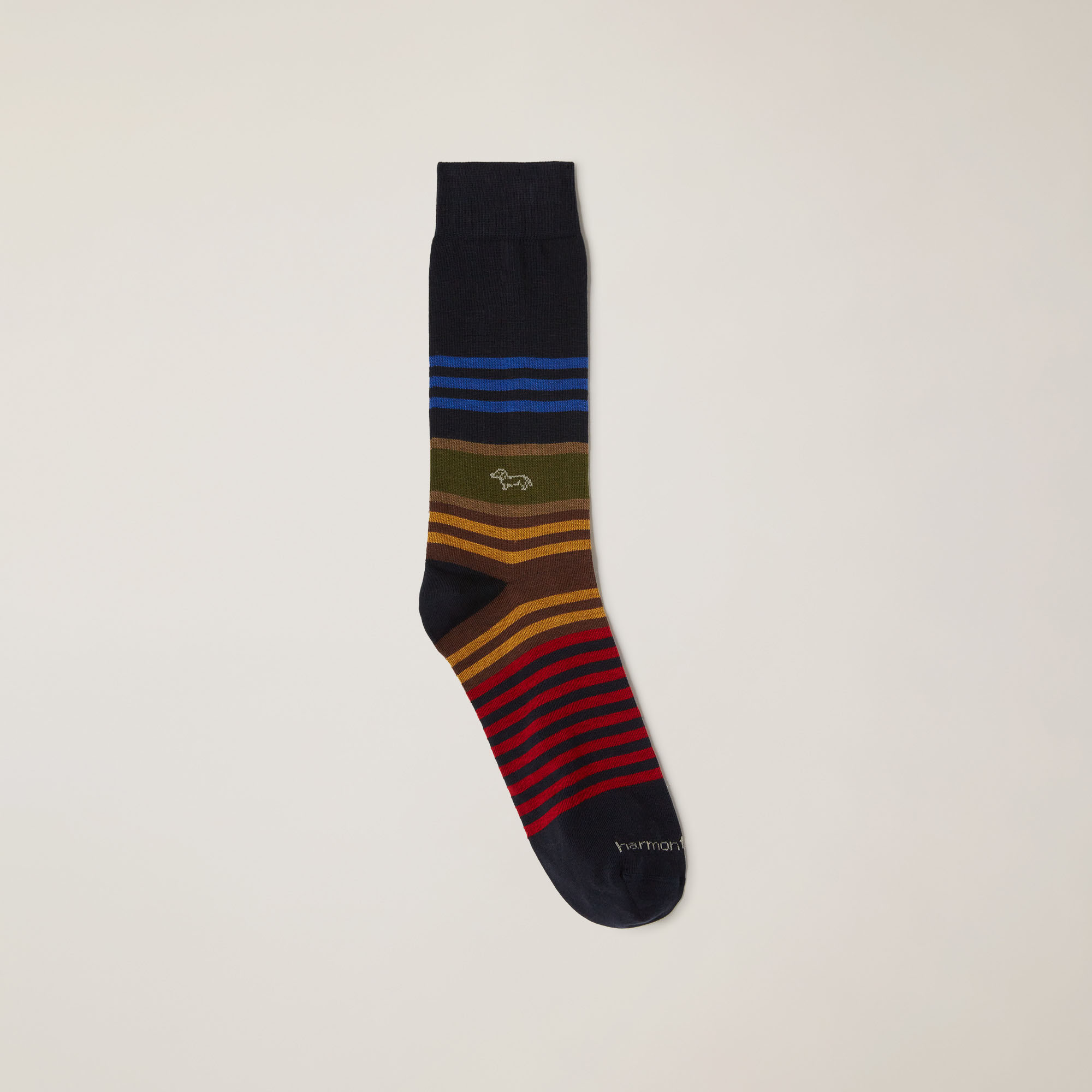 Short Socks With Multicolored Stripes, Blue, large image number 0