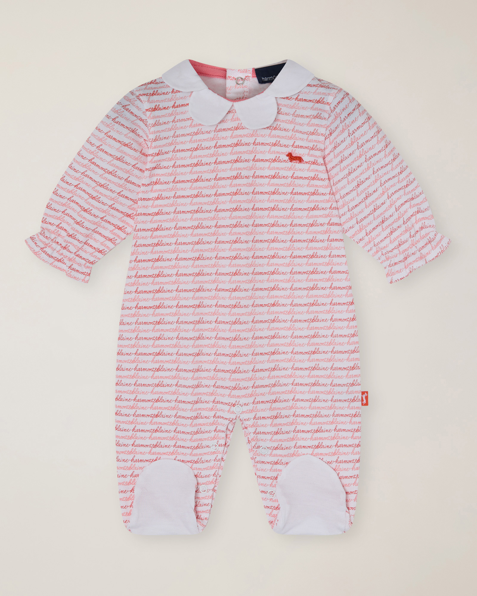 Romper with all-over logo print, Peach, large image number 0