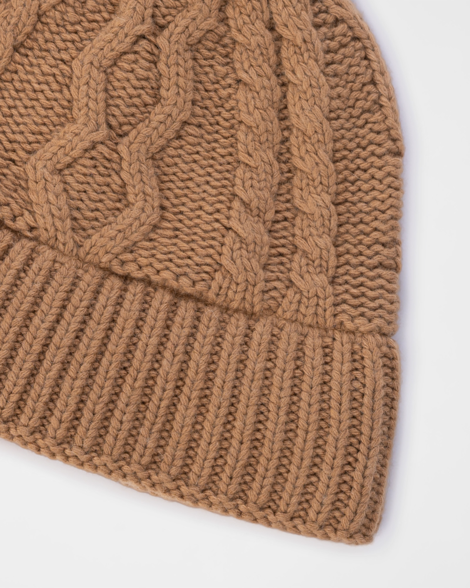 Men&rsquo;s Aran Cable-Knit Beanie in Wool Blend &ndash; Re-Loved Capsule Collection &ndash; Made in Italy, BEIGE, large