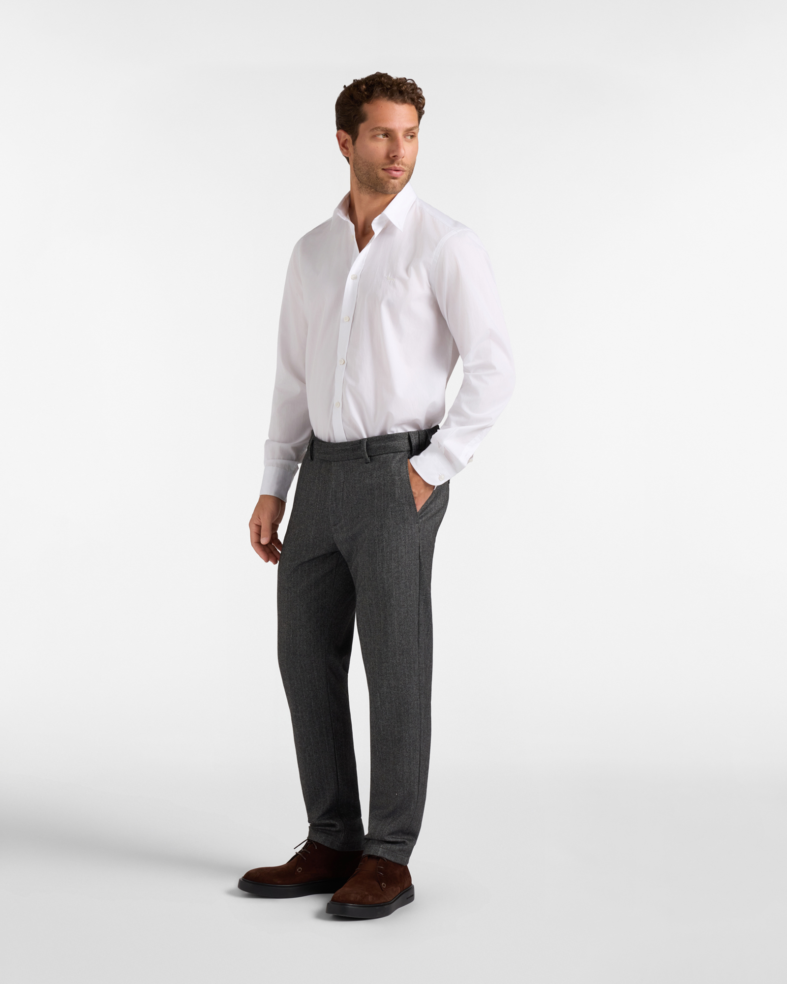 Men's regular-fit dark  poplin shirt, WHITE, large image number 3