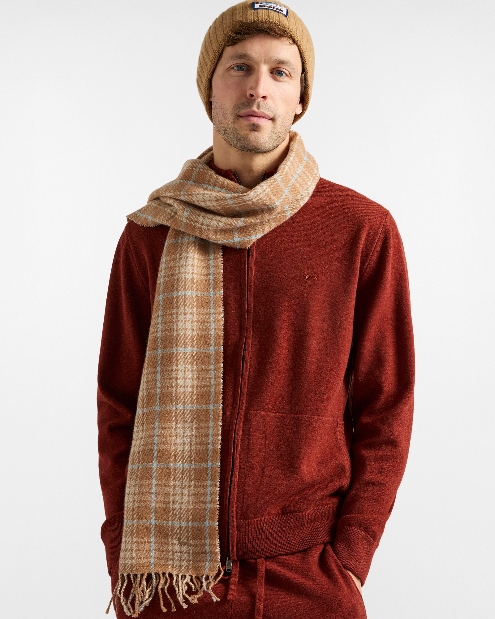 Sciarpa in Puro Cashmere "Cortina a Colori", Beige, large image number 2