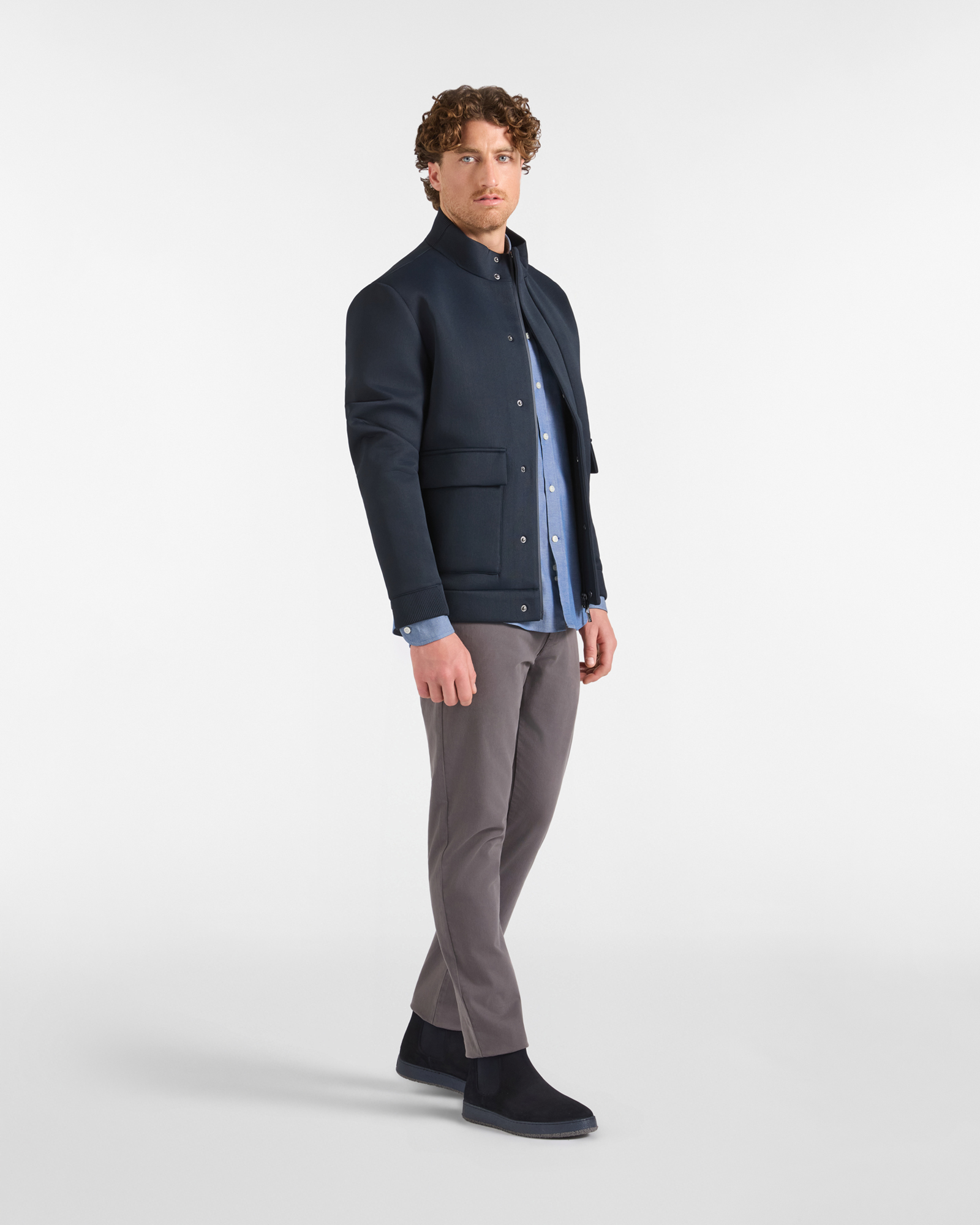 Pantalone Chino HBJ Uomo Narrow Fit in Gabardina di Cotone Stretch, ANTRACITE, large
