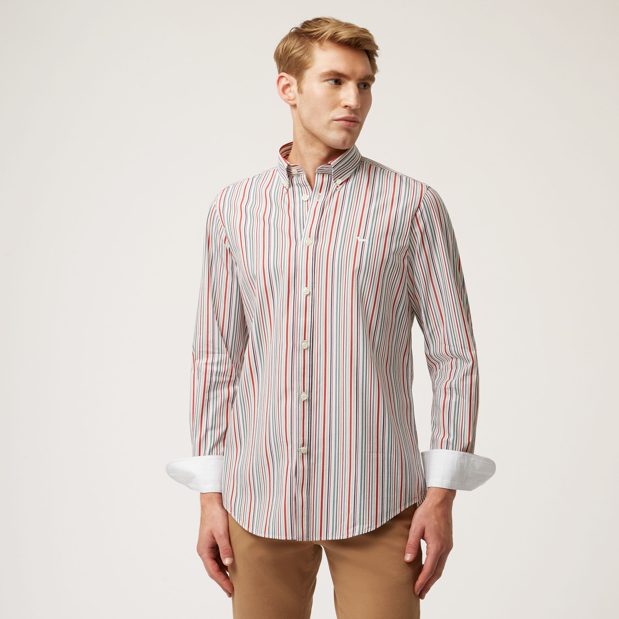 Art Academy Striped Organic Cotton Shirt, Red, large