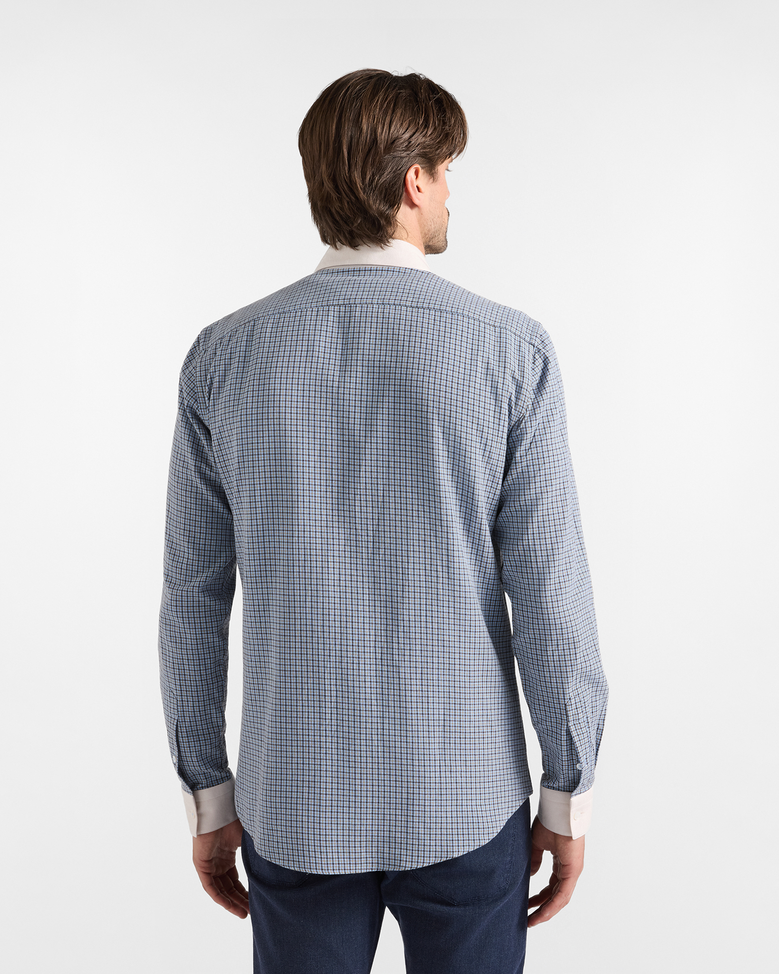 Harmont & Blaine Men&rsquo;s Capsule Quality Colours Shirt in micro-check cotton flannel, LIGHT BLUE, large