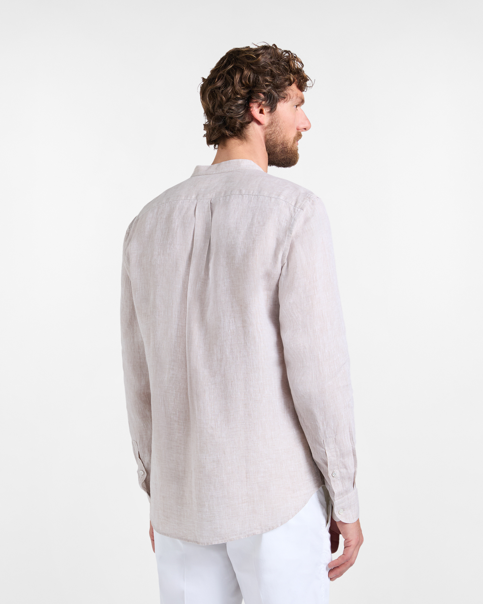 Leinenhemd mit Stehkragen, Beige, large image number 2