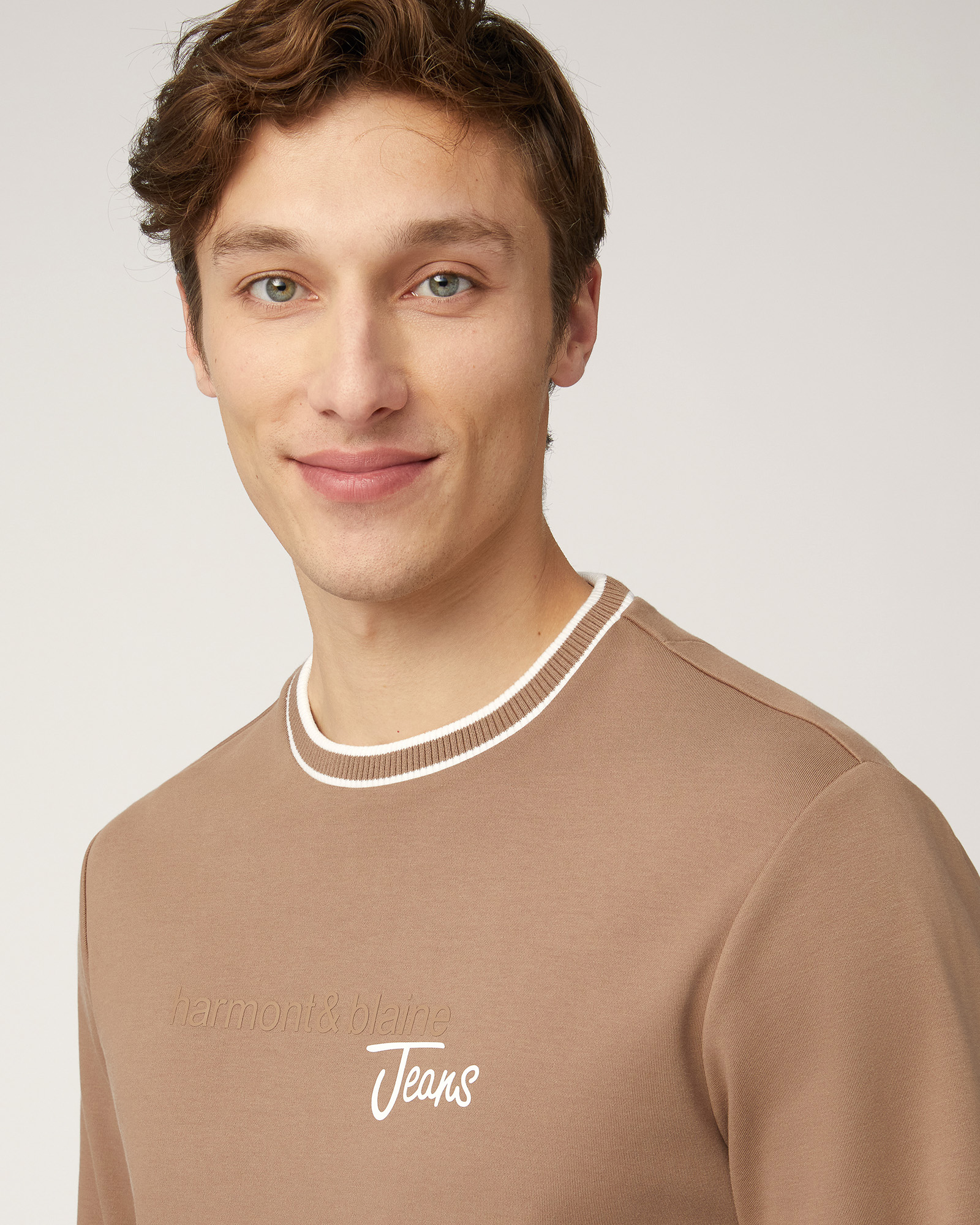 Cotton Sweatshirt with Lettering, Light Brown, large image number 2
