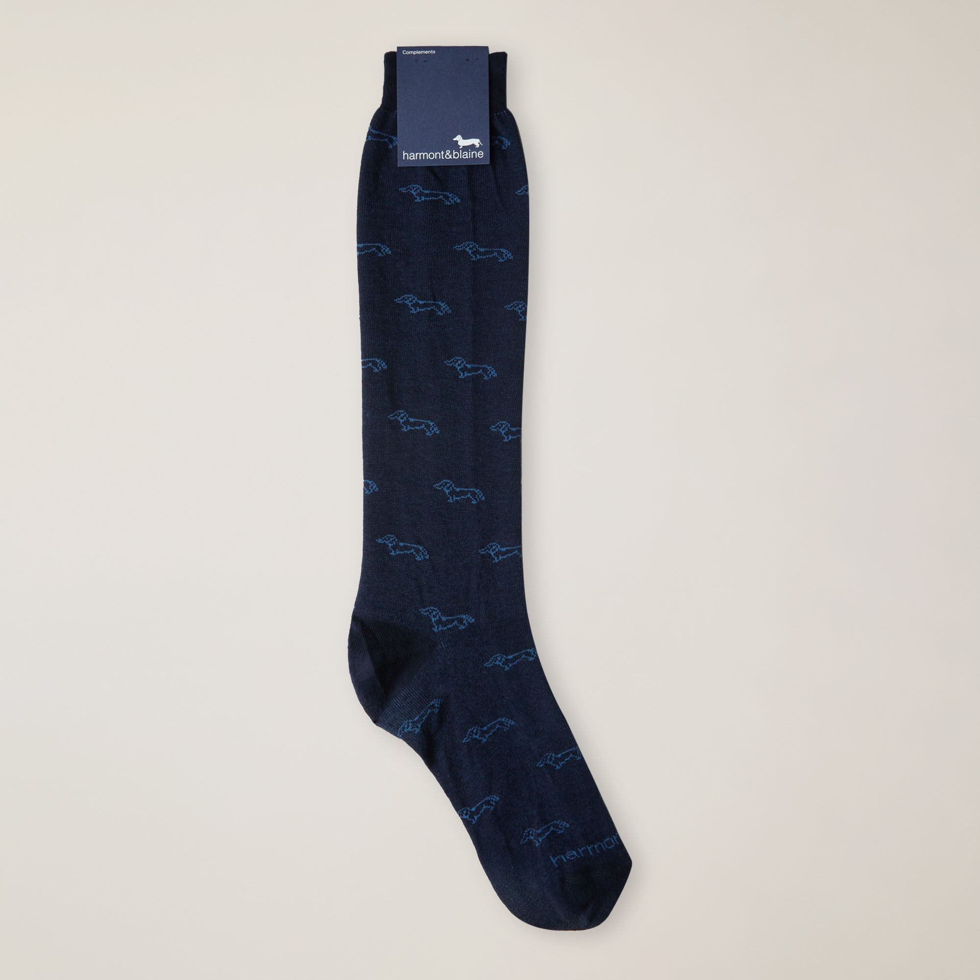 Calcetines Largos Con Motivo Integral De Teckels en Azul: Calcetines de  Lujo