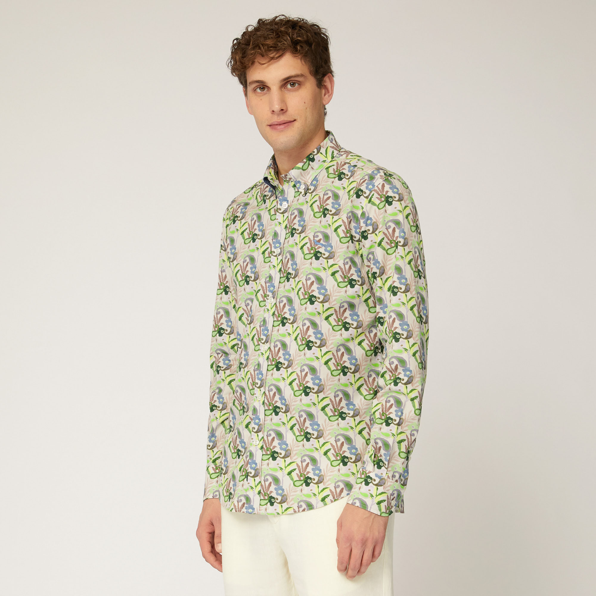 Camicia In Popeline Di Cotone Con Stampa Floreale