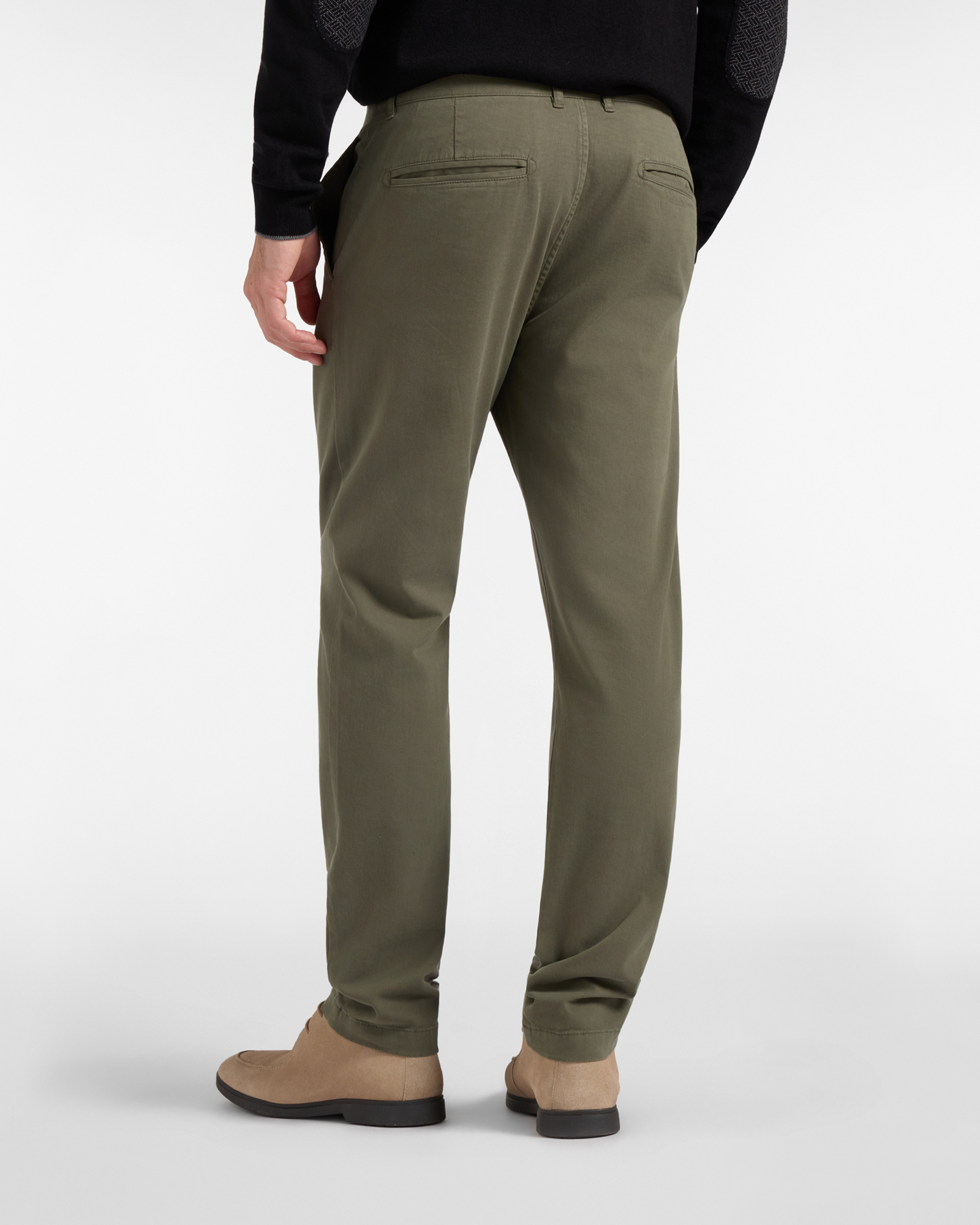 Pantalone Chino HBJ Uomo Narrow Fit in Gabardina di Cotone Stretch, VERDE, large