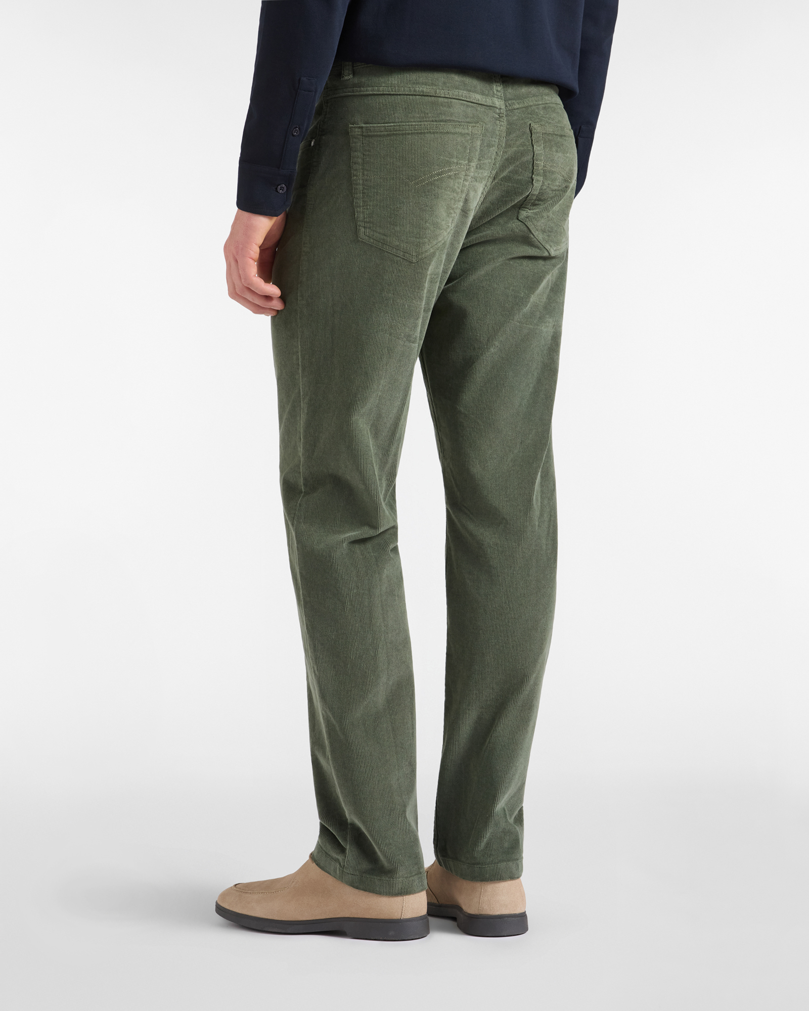 Pantalone HBJ Uomo Regular Fit 5 Tasche in Velluto di Cotone Stretch, VERDE, large