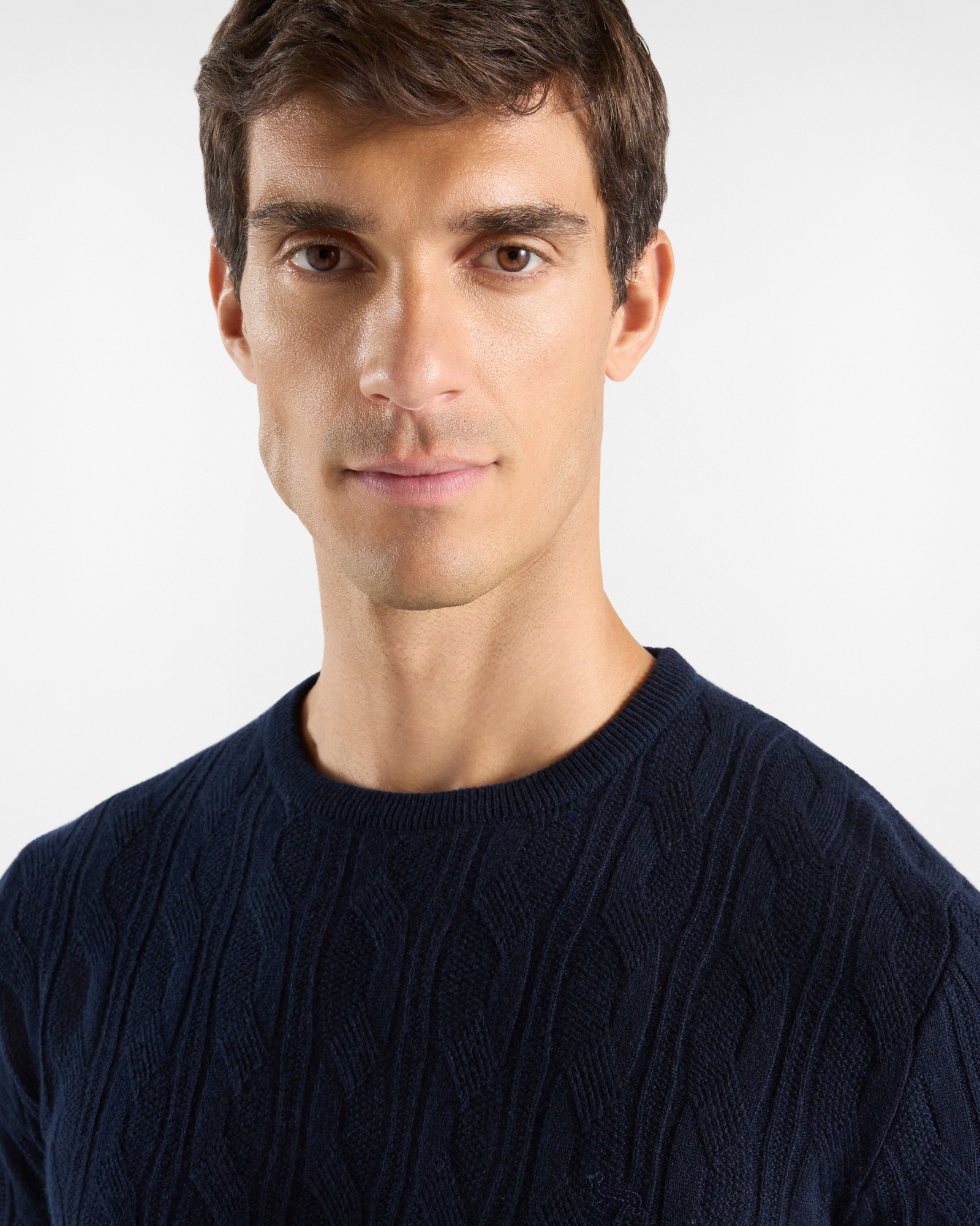 Men's Made in Italy sweater in 100% pure cashmere with regular fit, NAVY BLUE, large