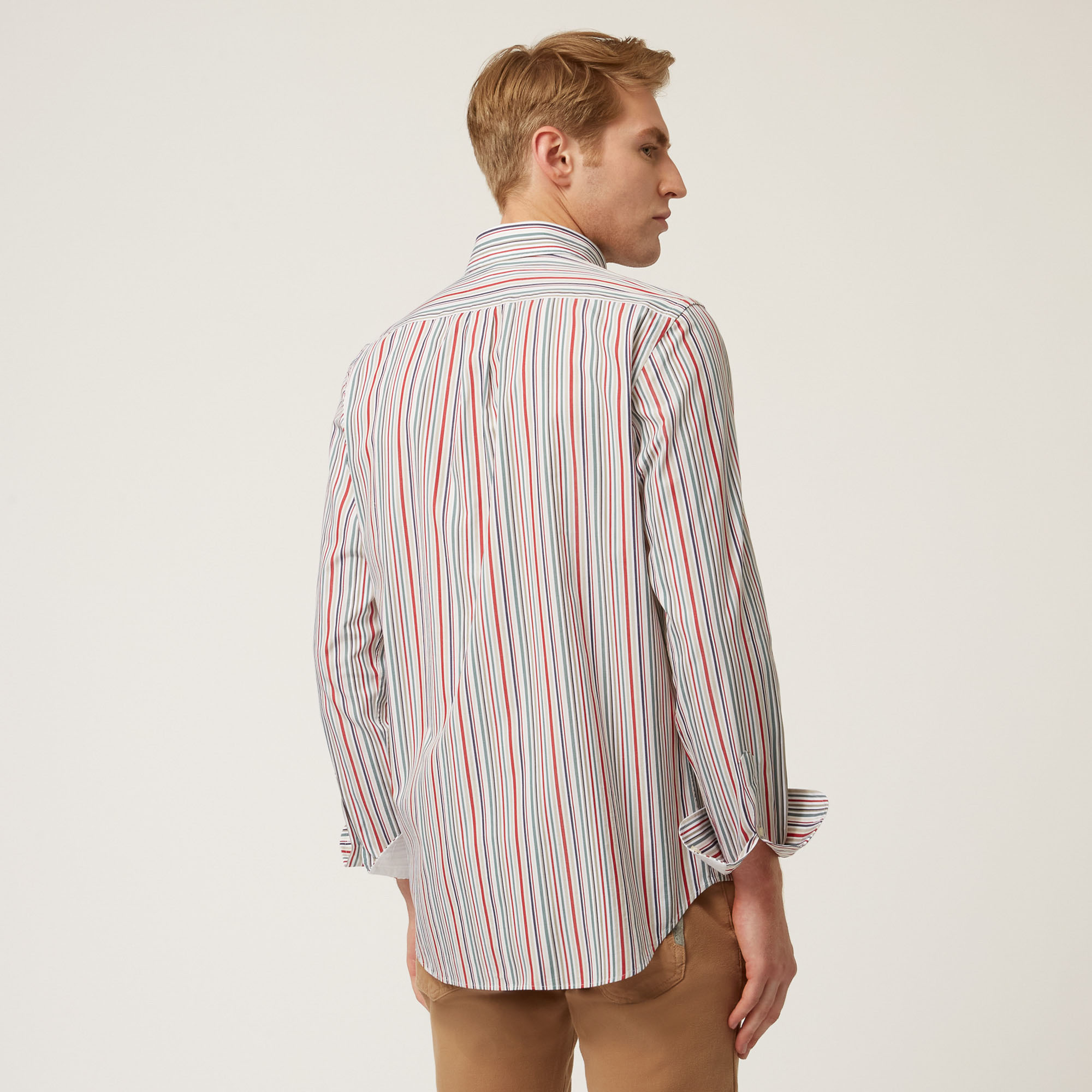 Camicia In Cotone Organico A Righe Art Academy, Rosso Sport, large image number 1