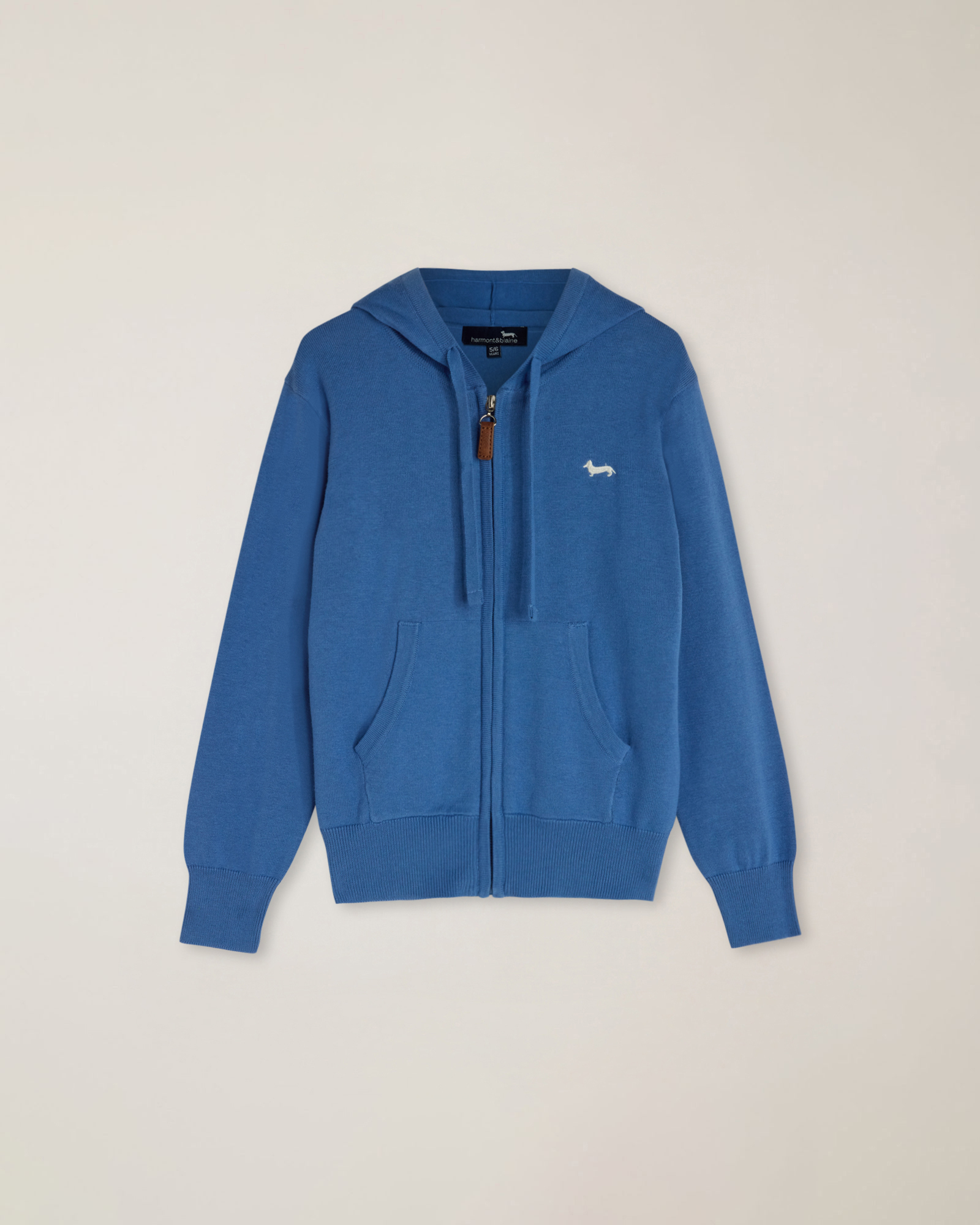 Cardigan full zip con cappuccio e ricamo logo