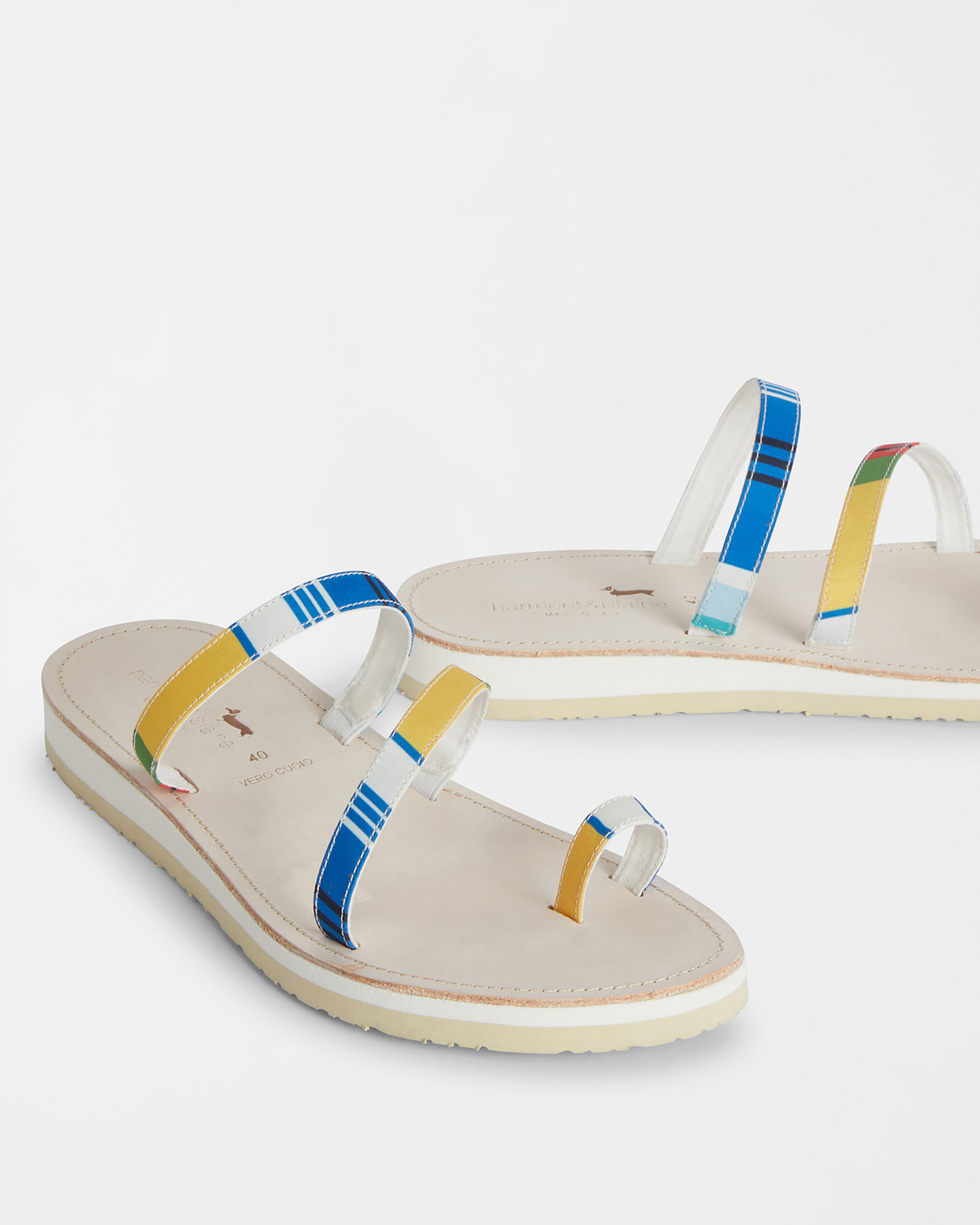 Sandalias con rayas multicolores, Amarillo canario, large image number 3