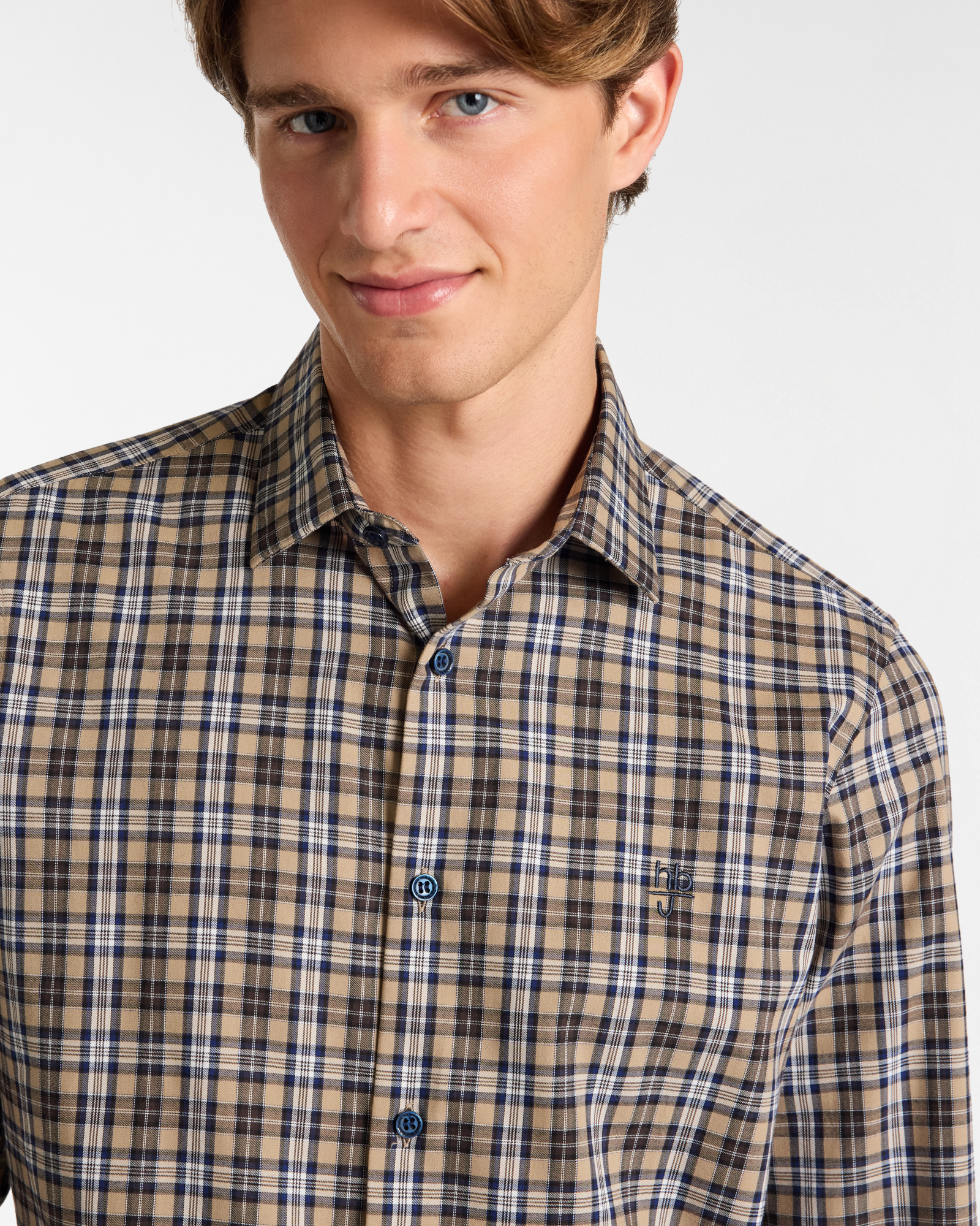 Cotton Check Shirt, Beige, large image number 2