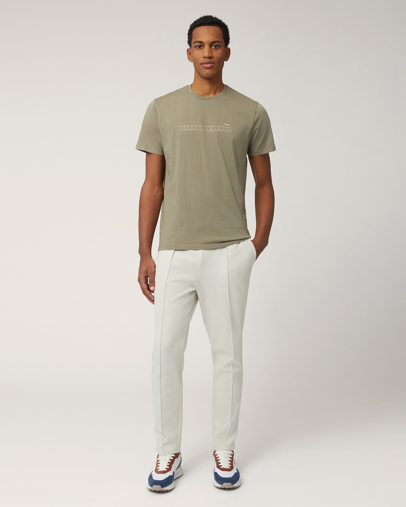 Pantalones con cintura a rayas, Beige, large image number 3