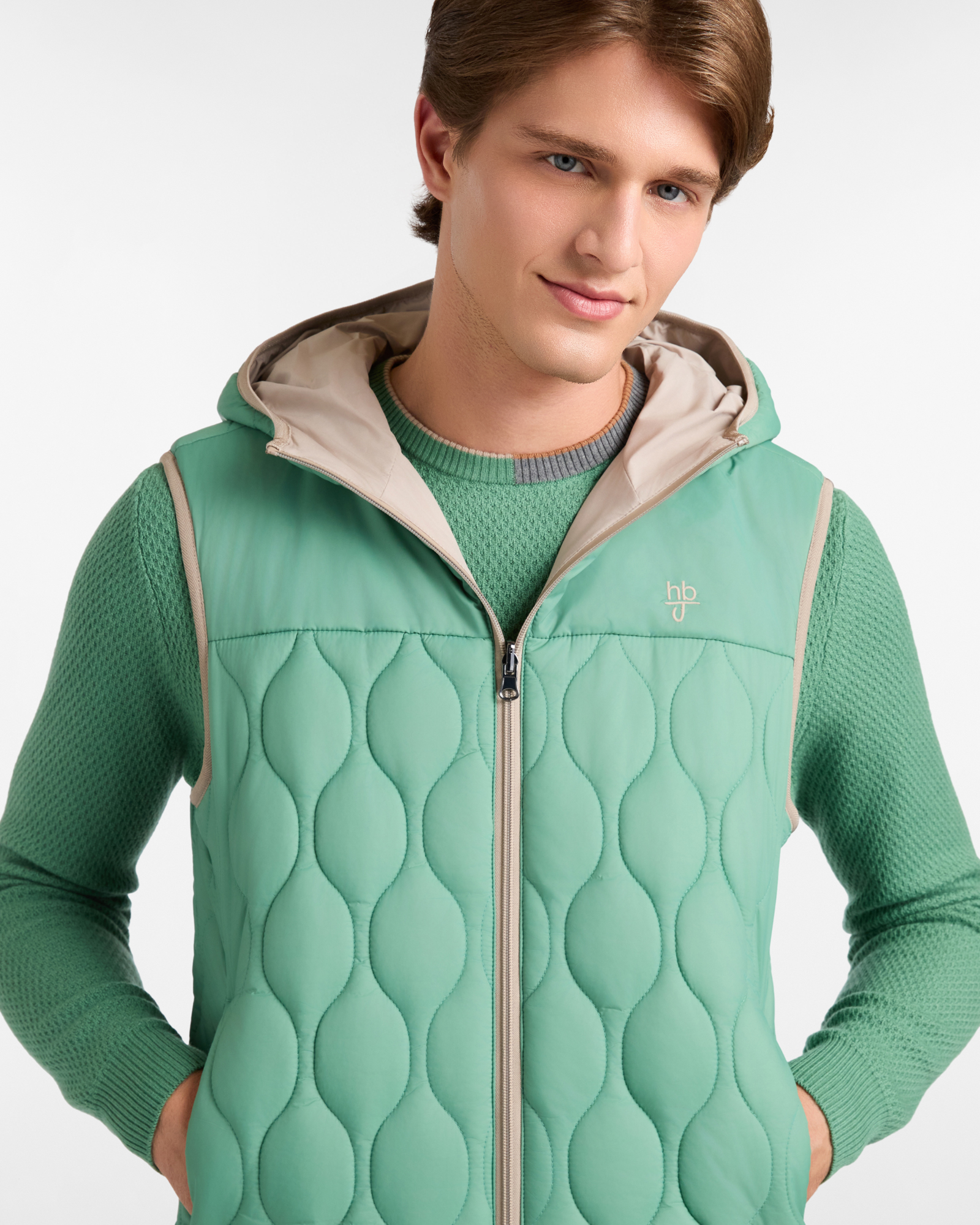 Double-Faced Hooded Vest, Beige, large image number 2