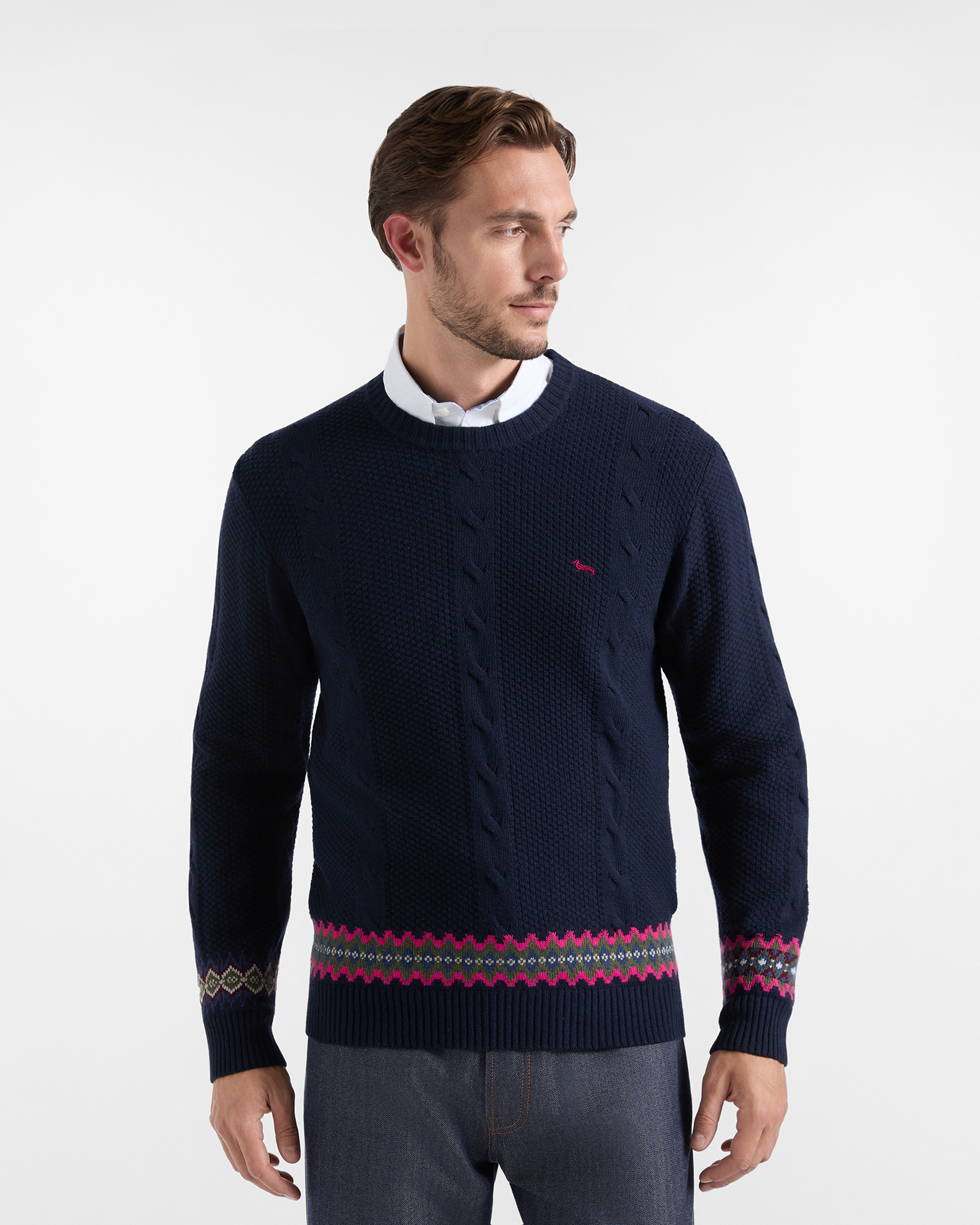 Men's Made in Italy regular fit sweater in blue wool blend