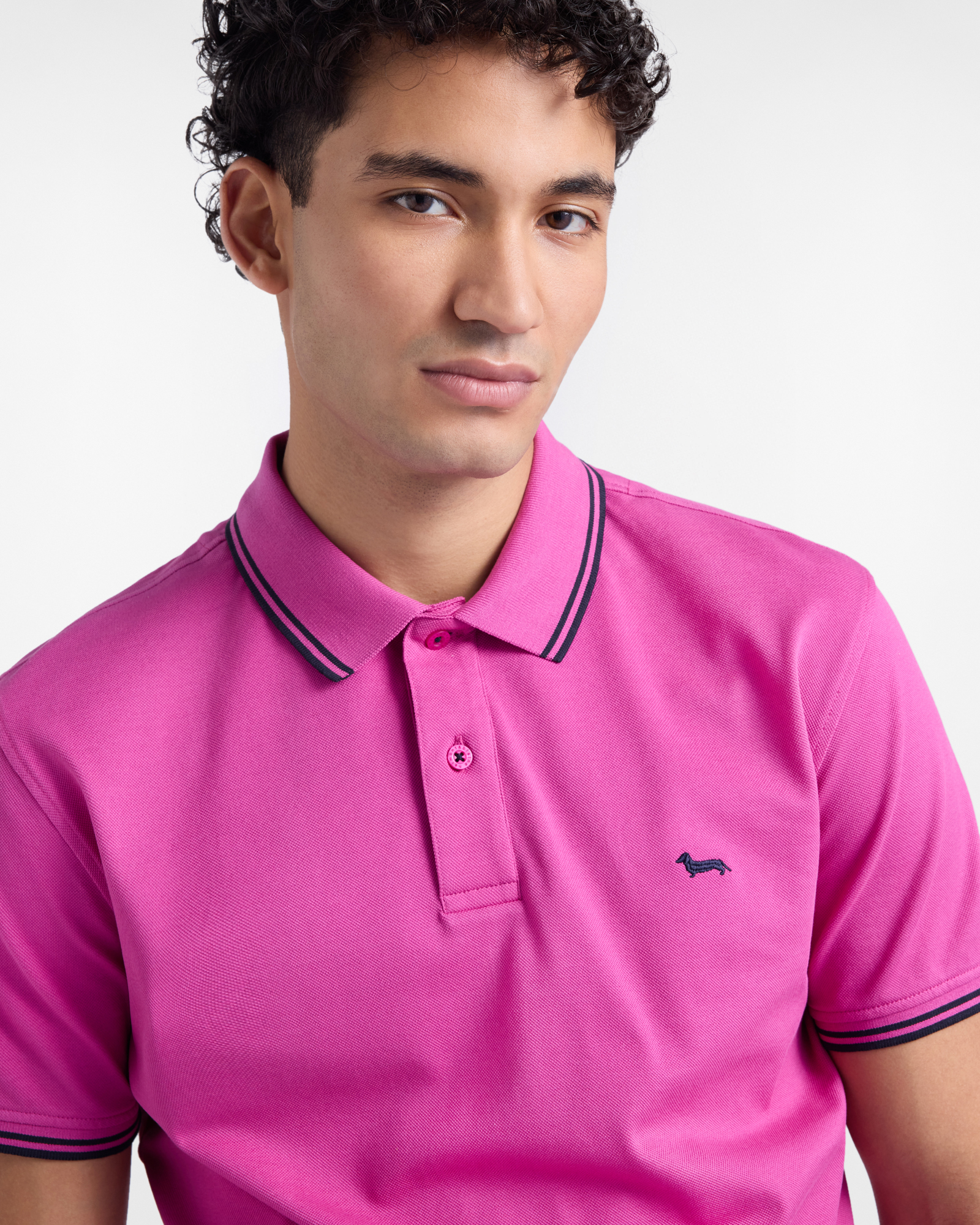 Polo de hombre con detalles de rayas en contraste, Rojo, large image number 2