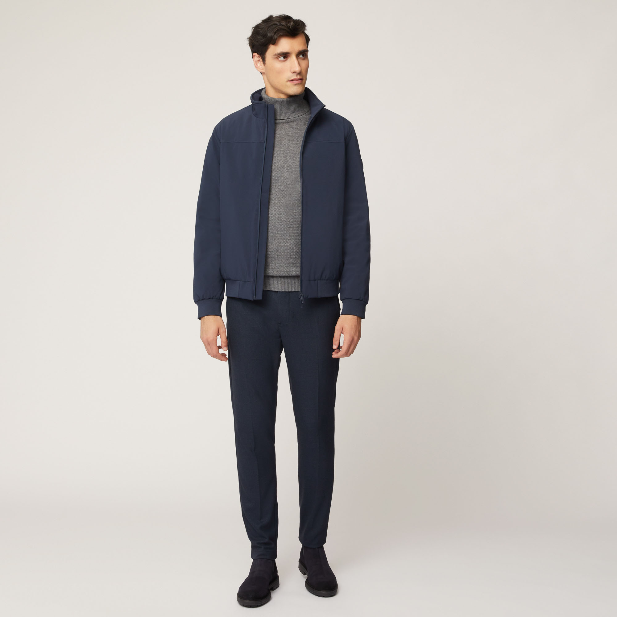 Bomber Con Collo Alto, Light Blue, large image number 3