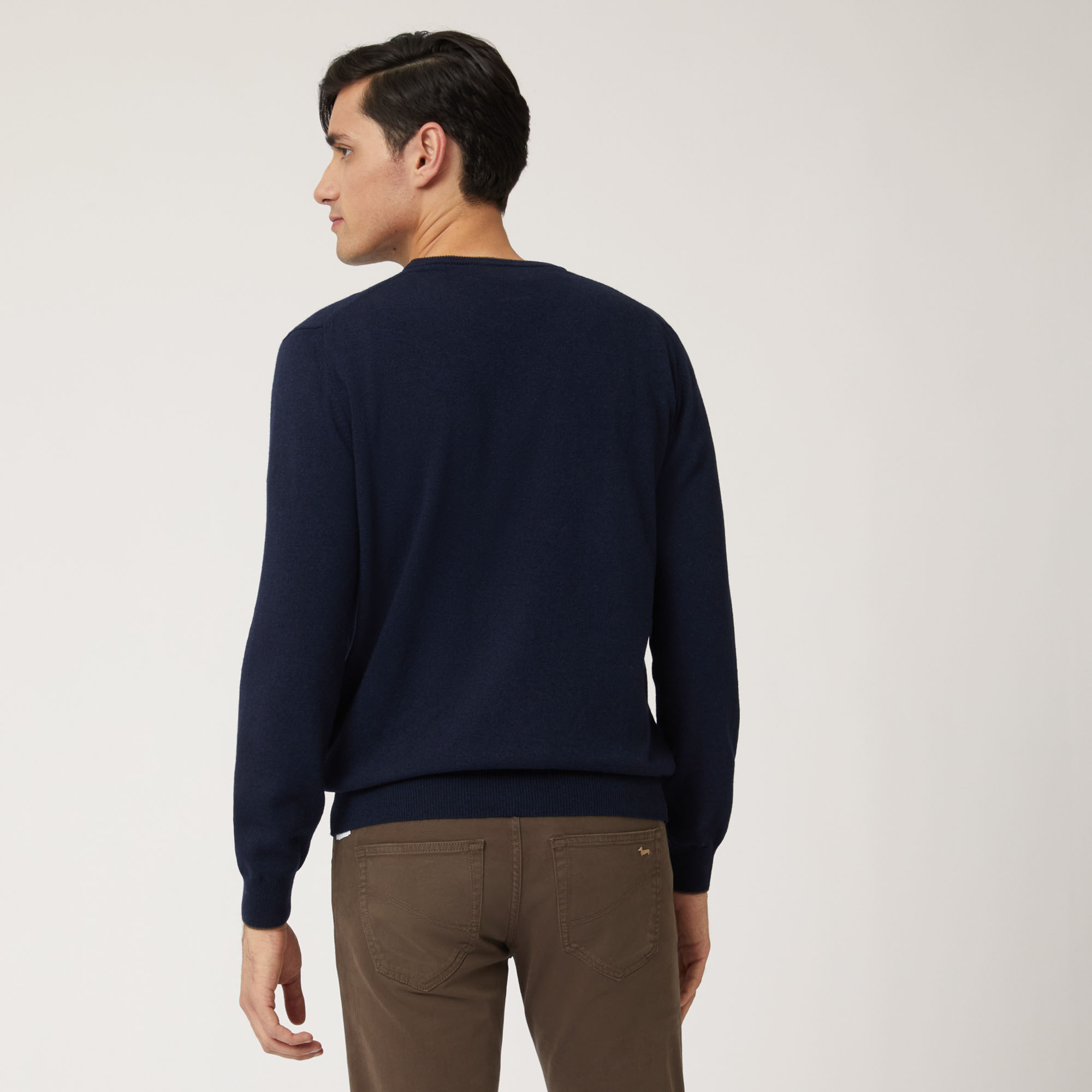 Pullover Girocollo In Lana E Viscosa, Blu Chiaro, large image number 1