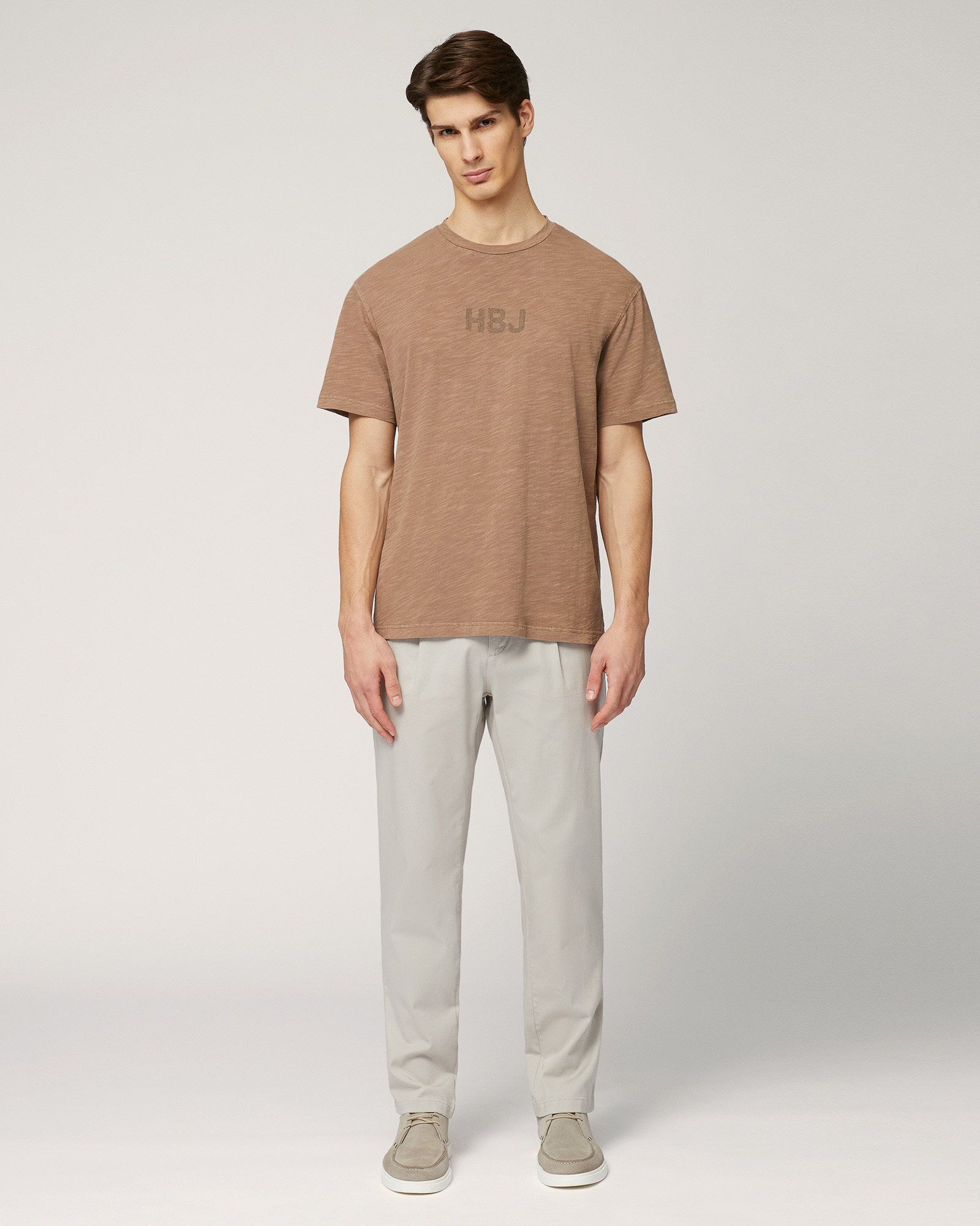 T-Shirt Distressed Fit Logata, Marrone Chiaro, large image number 3